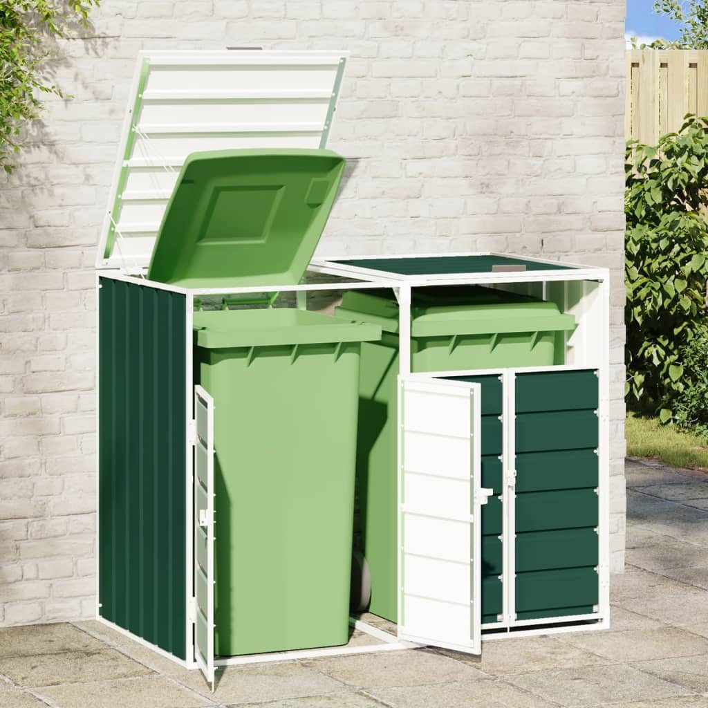 vidaXL Mülltonnenbox Mülltonnenbox für 2 Tonnen Grün 144x81x113 cm Stahl