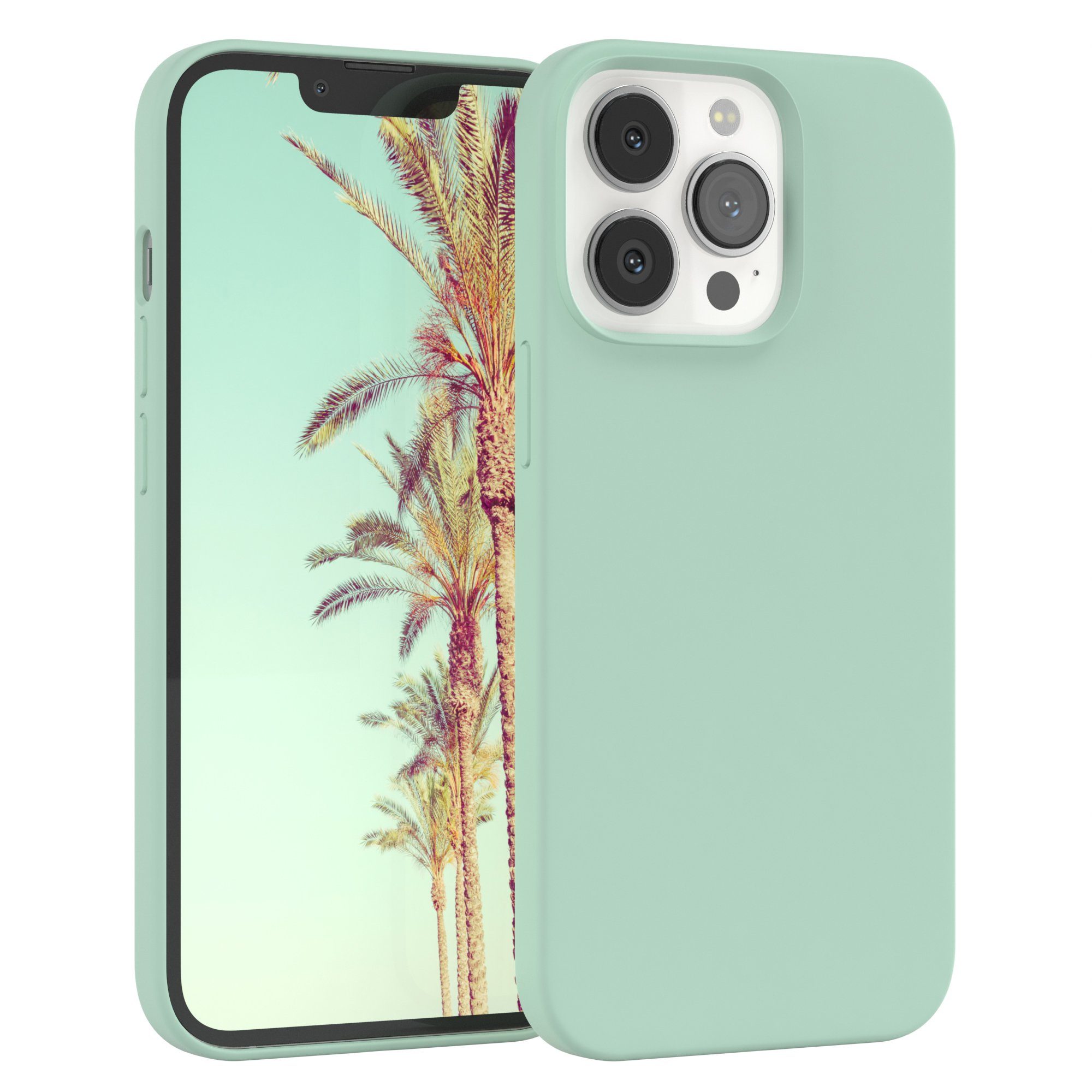 EAZY CASE Handyhülle Premium Silikon Case für Apple iPhone 13 Pro 6,1 Zoll, Cover Hülle mit Kameraschutz Bumper Case Slimcover kratzfest Mint Grün