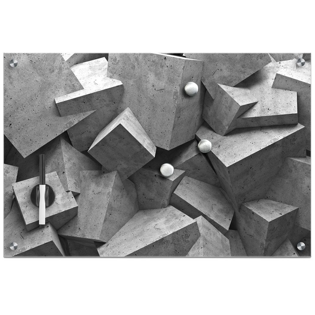 Zeller Present Magnettafel Glas-Magnettafel Cubes, 3 Magnete, 60 x 40 cm, ZELLER