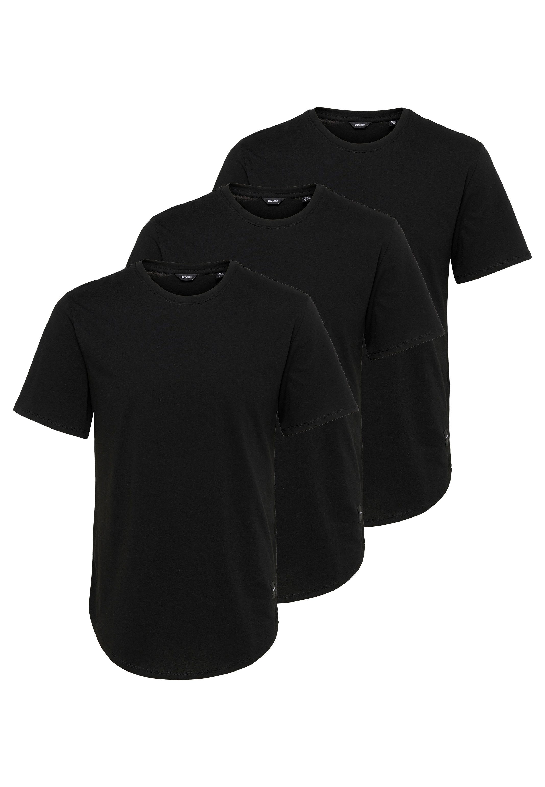 ONLY & SONS T-Shirt 3er Pack Matt (Spar-Set, 3-tlg) T-Shirt - Baumwolle - Atmungsaktiv - Aus Baumwolle