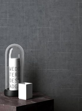 Newroom Vliestapete, Schwarz Tapete Industrial Glitzerstreifen - Glitzerakzente Betontapete Modern Glamour Beton-Optik Zement für Wohnzimmer Schlafzimmer Küche