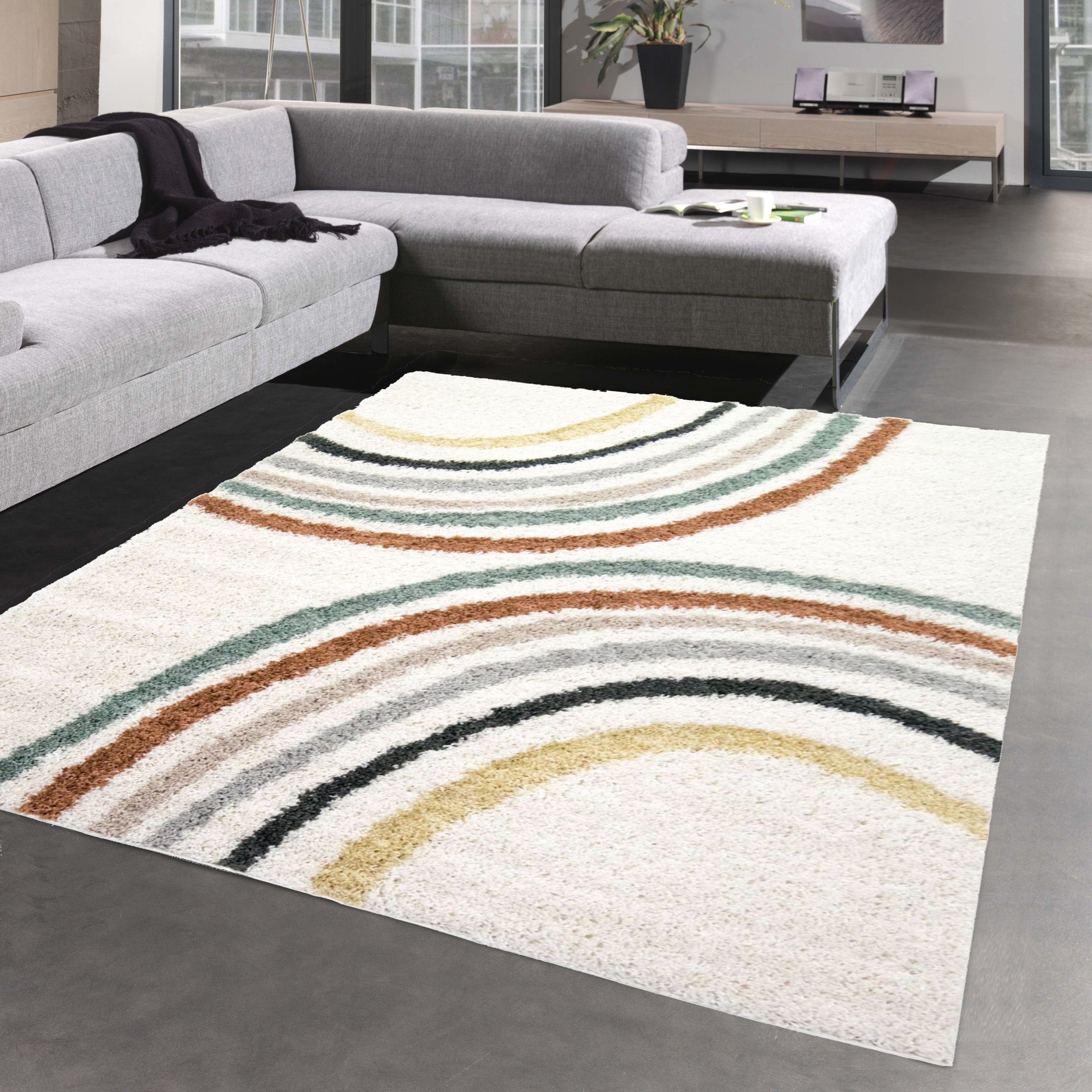 Teppich Designerteppich mit rechteckig, Halbkreis-Mustern 30 grün Carpetia, mm Höhe: in creme