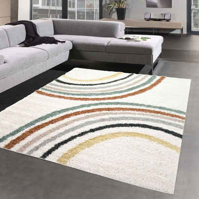 Teppich Designerteppich mit Halbkreis-Mustern in grün creme, Carpetia, rechteckig, Höhe: 30 mm
