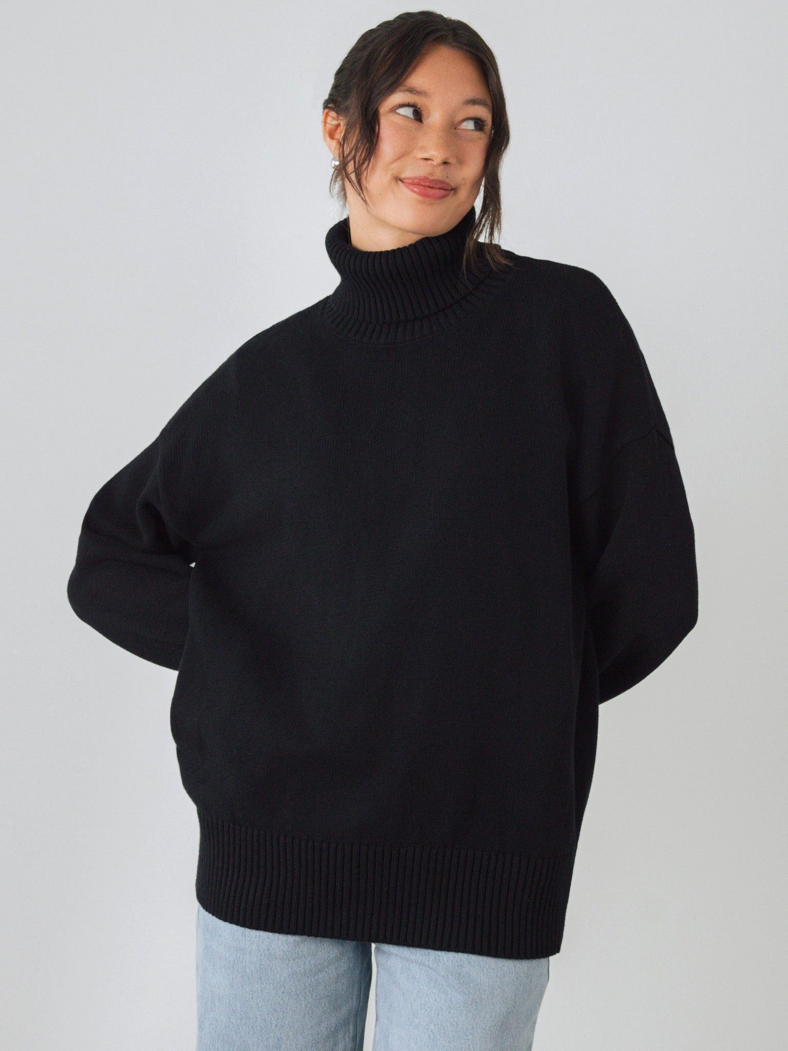 HONEST BASICS Strickpullover Chunky Rollkragenpullover aus Bio-Baumwolle