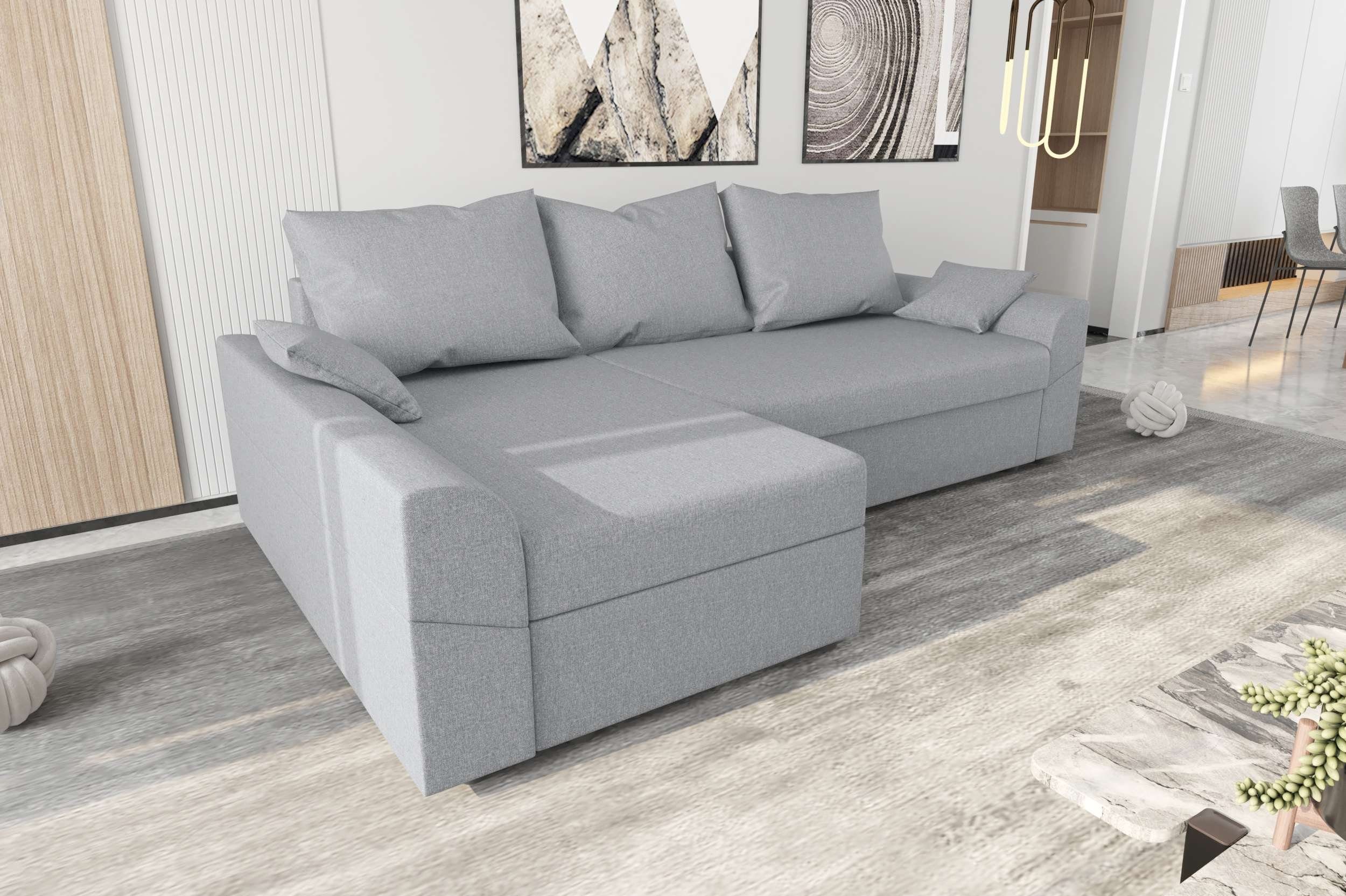 Design Sitzkomfort, mit Stylefy Modern Bettfunktion, Eckcouch, Aurora, L-Form, mit Sofa, Bettkasten, Ecksofa