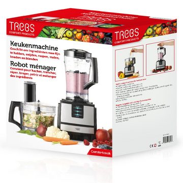 TREBS Küchenmaschine 99394, 2-Stufen, 1,2L+1,5L Behälter, spülmaschinenfest