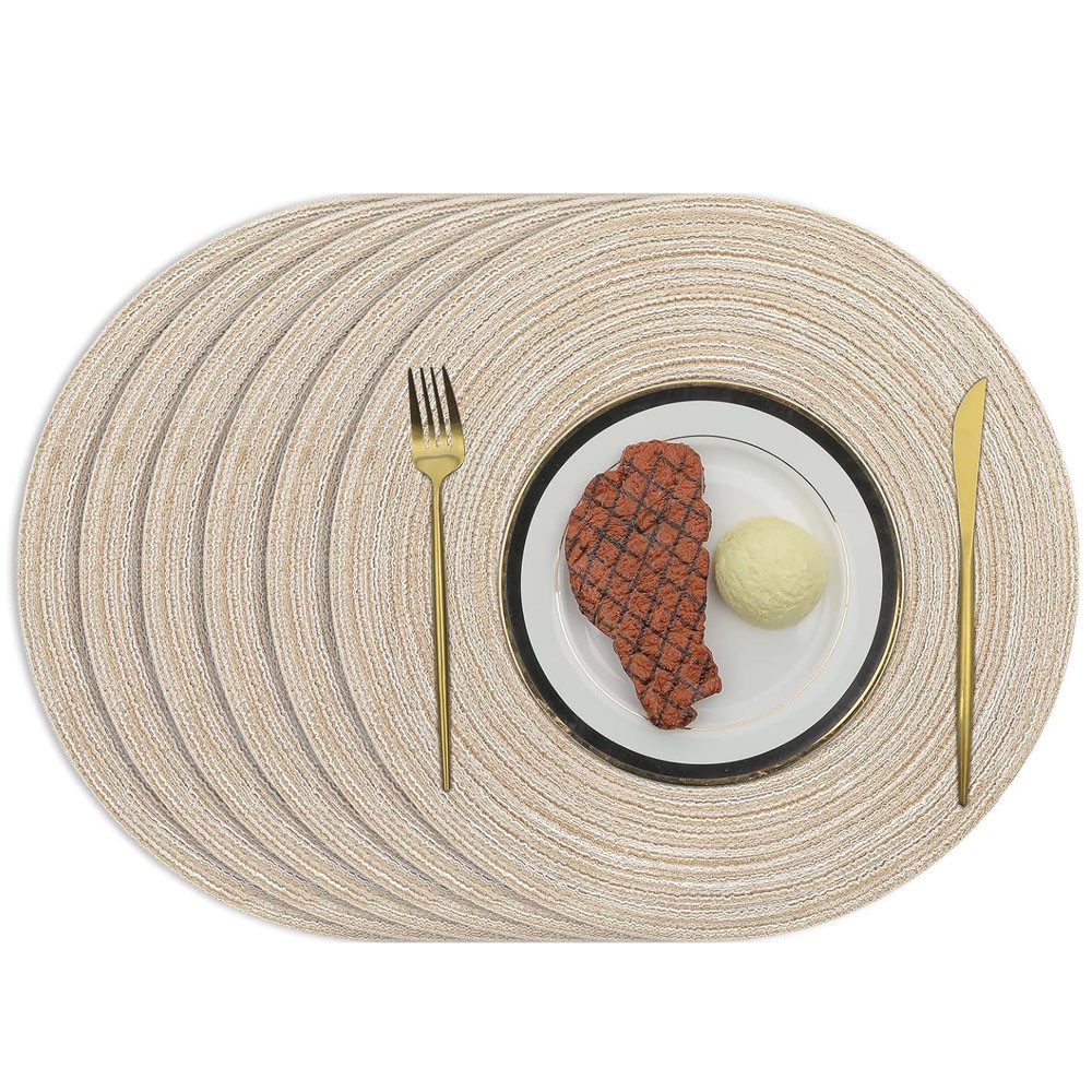 TUWENA Platzset 6er Set Boho Tischset Rund Geflochten, Platzdeckchen Abwaschbar, 38cm