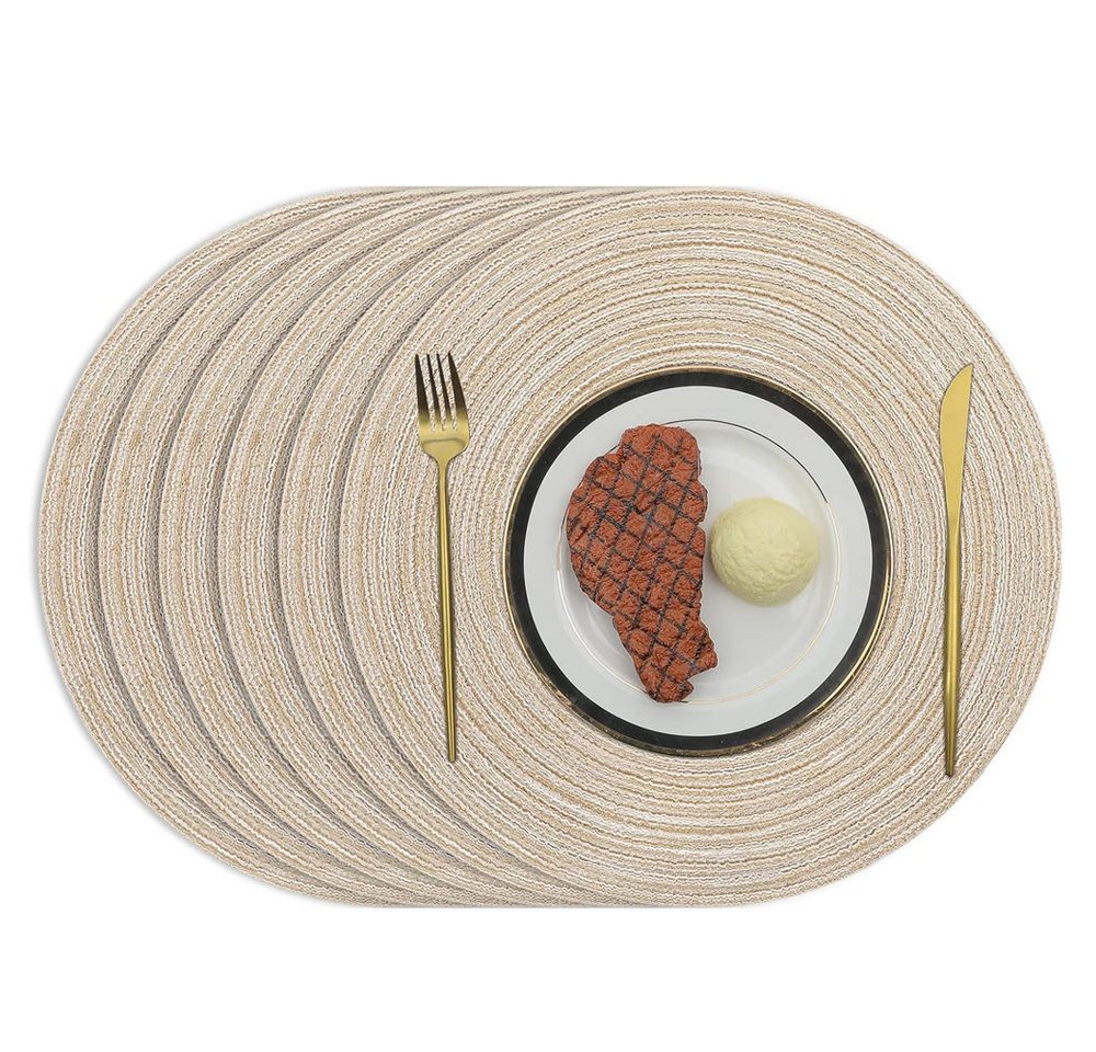 TUWENA Platzset 6er Set Boho Tischset Rund Geflochten, Platzdeckchen Abwaschbar, 38cm