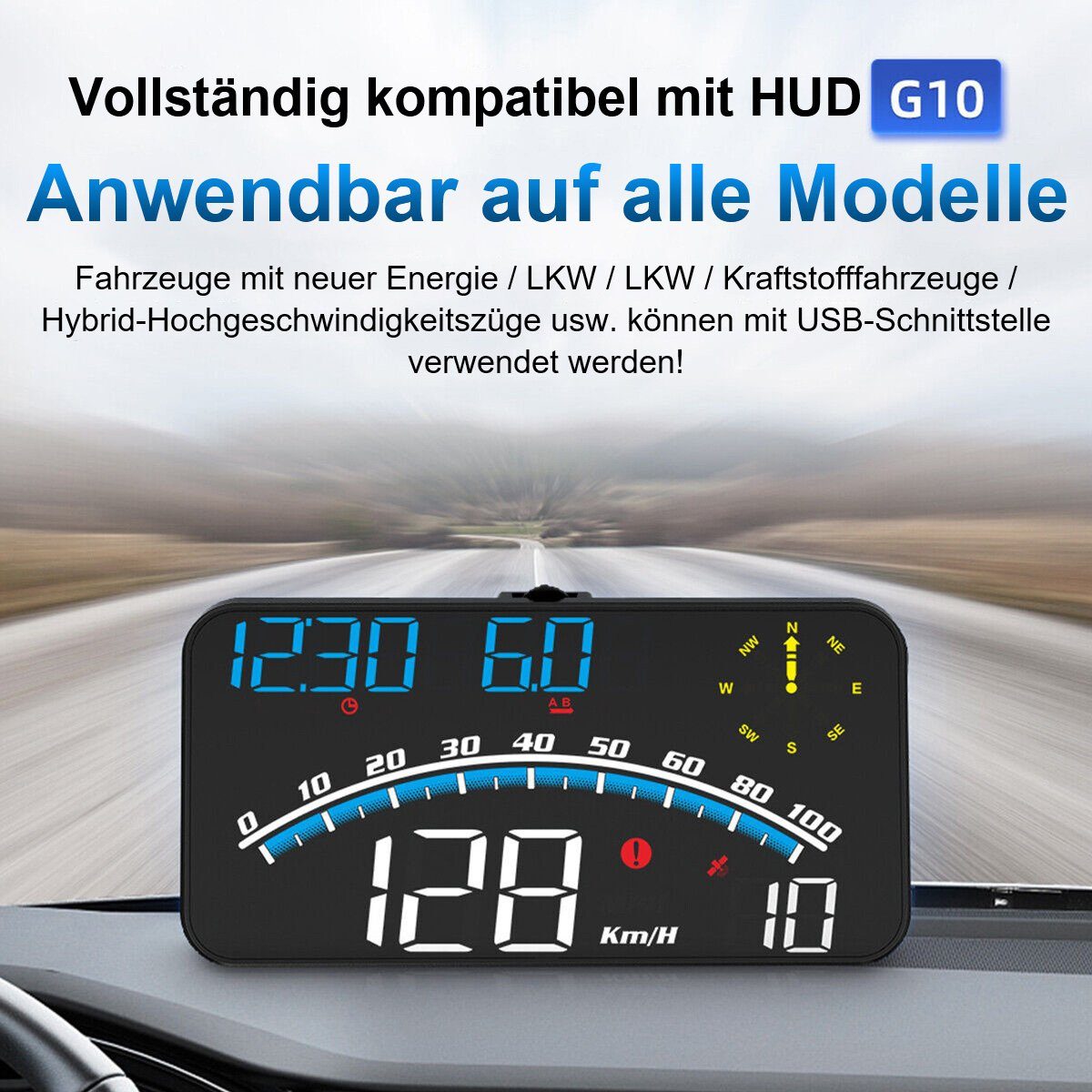 yozhiqu Head Up Display Automobil Universal HUD Heads Up Display,  Geschwindigkeitswarner, 1-tlg., Multifunktionsanzeige mit 5,5-Zoll-Display  und GPS