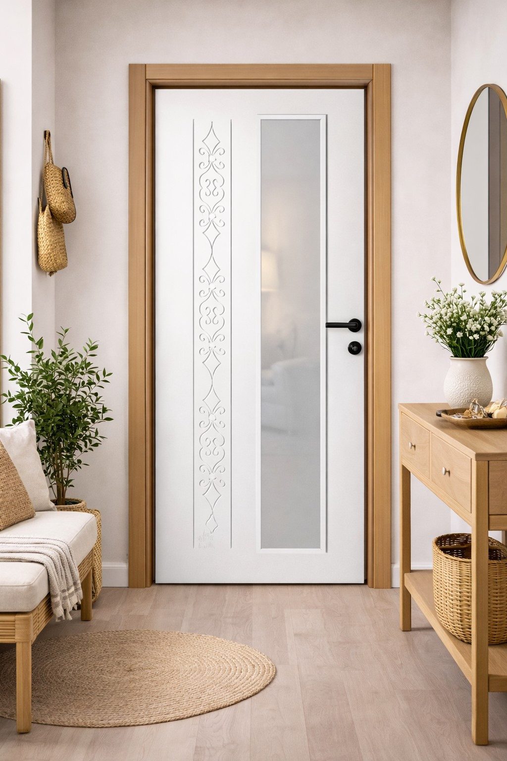 Xlmoebel Zimmertür Weiße Designer Holztür mit PVC-Beschichtung für Wohnungen, Made in Europa