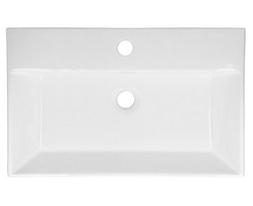 HAGO Aufsatzwaschbecken Keramik Waschbecken eckig 600x360x130 weiß mit Überlauf Aufsatzwaschbe