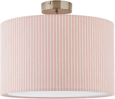 Lüttenhütt Deckenleuchte »Striepe«, Deckenlampe mit Streifen - Stoffschirm Ø 40 cm, rosa / weiß gestreift, Höhe 32 cm