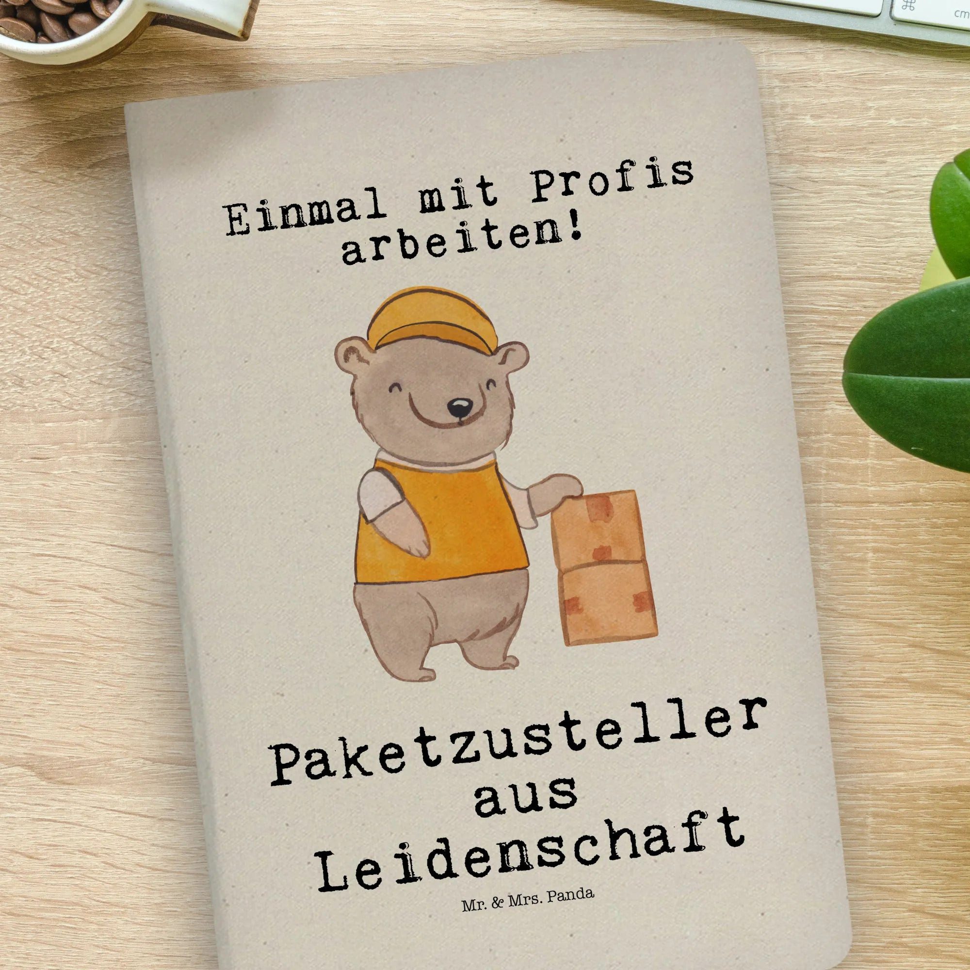 Thumbnail - Mr. & Mrs. Panda Notizbuch Paketzusteller Leidenschaft - Transparent - Geschenk, Beruf, fröhlich Mr. & Mrs. Panda, Premi...