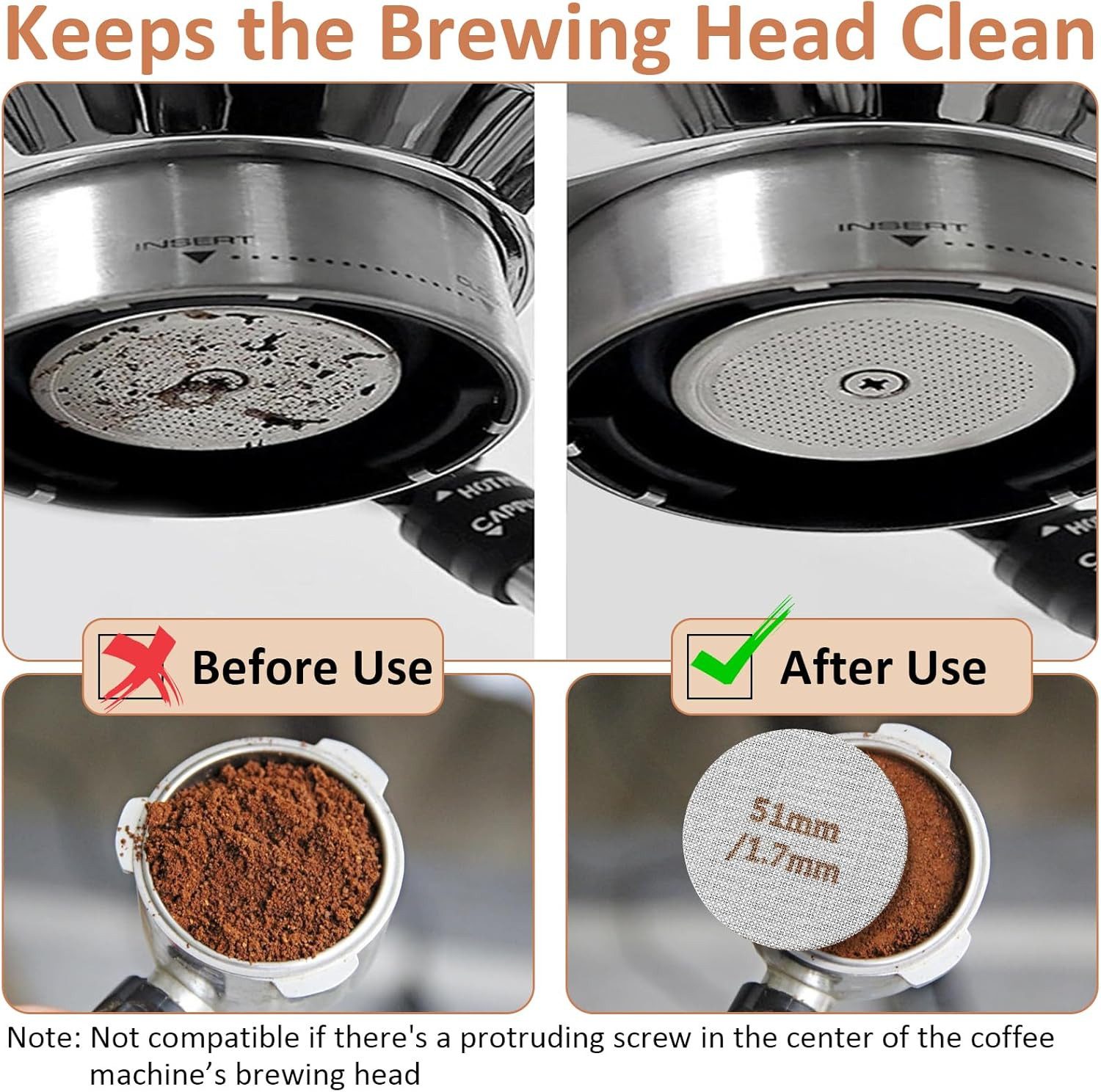 FELIXLEO Tamper Puck Screen 51 mm Espressosieb Edelstahl für Siebträger – Bild 5 von 5