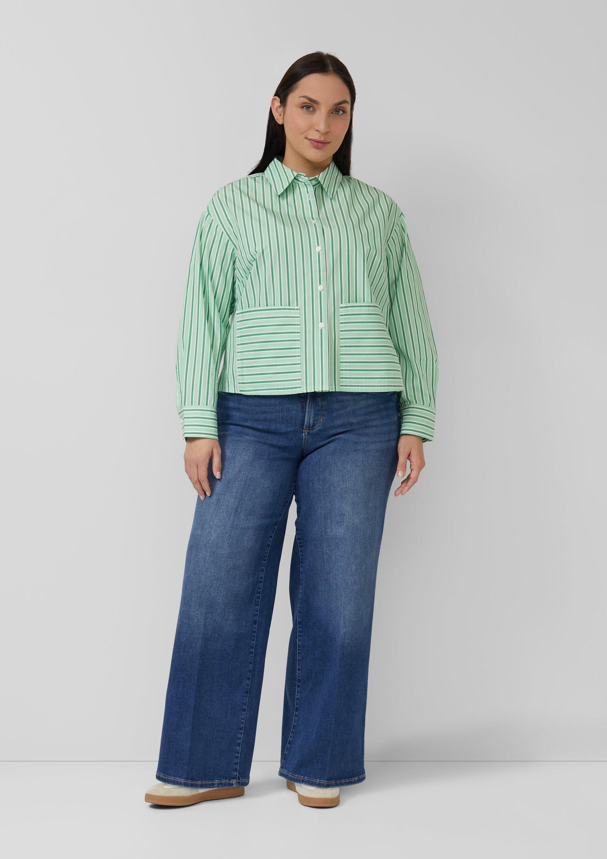 s.Oliver Langarmbluse Bluse Verkürzte Popeline-Bluse im Relaxed Fit