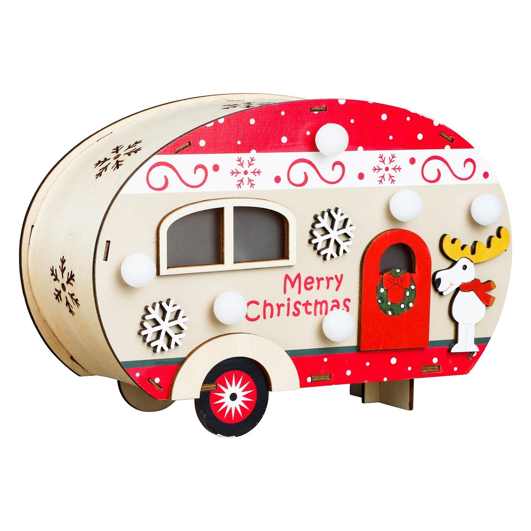 GartenHero LED-Lichterkette Weihnachten Wohnwagen Holz LED Tischleuchte Lichterkette