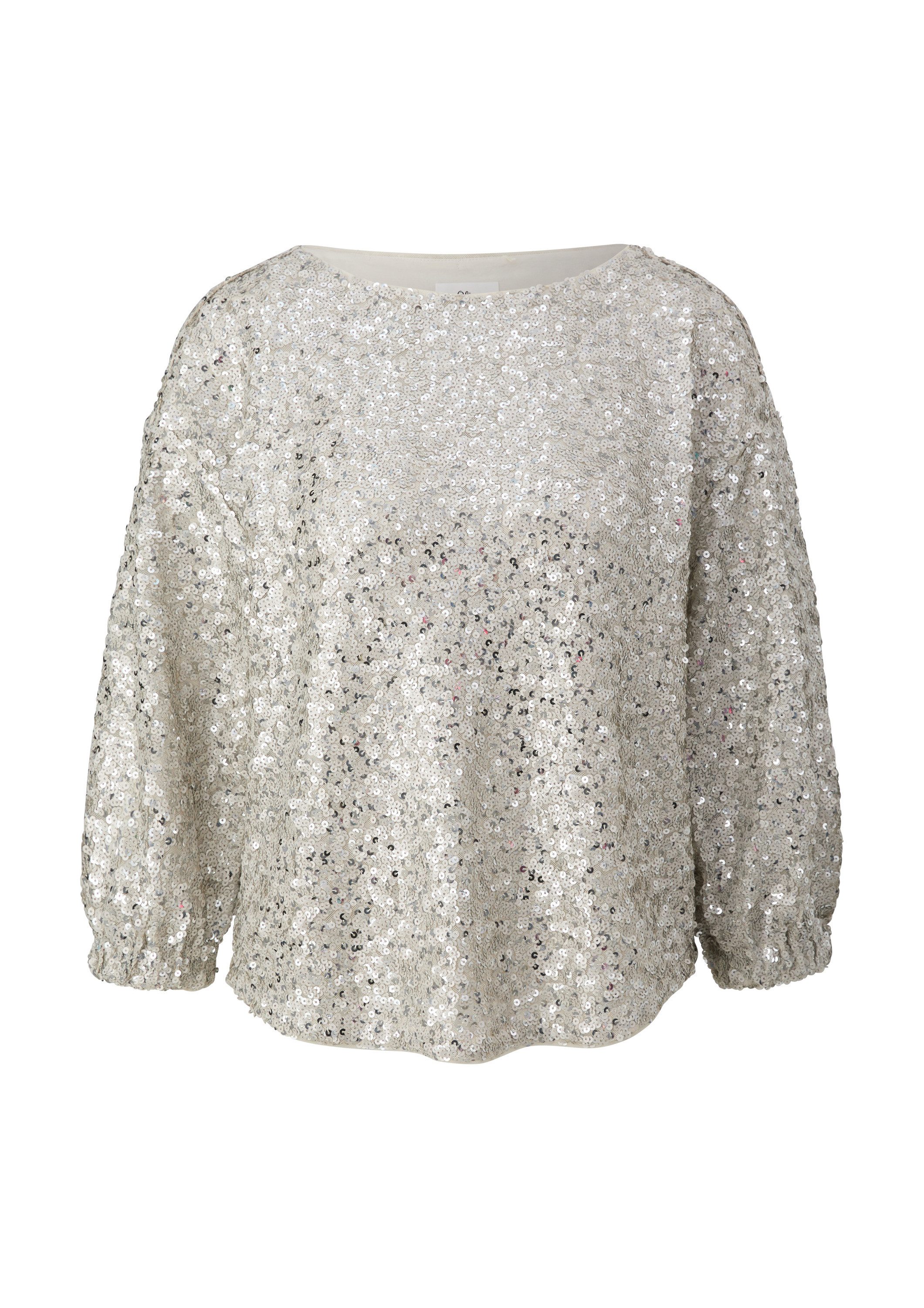 s.Oliver Kurzarmbluse Bluse Mesh-Bluse mit Pailletten-Besatz günstig online kaufen