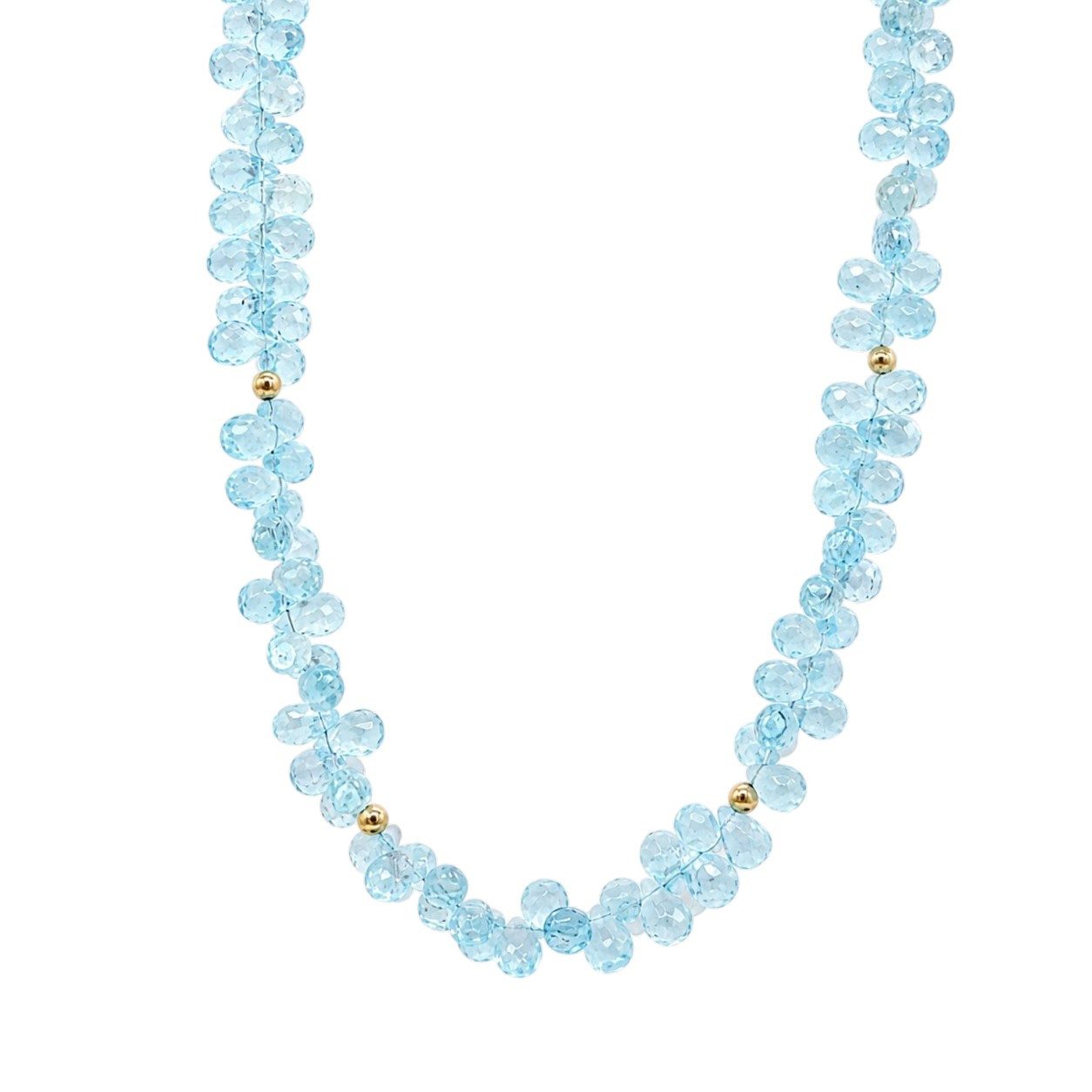Sogni d'oro Collier "Blauschimmer" mit feinem facettiertem Blautopas in Tropfenform, Gelbgold 375