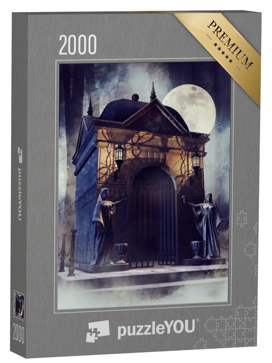 puzzleYOU Puzzle Illustration: Gothic-Kapelle mit Steinstatuen, 2000 Puzzleteile, puzzleYOU-Kollektionen Gothik
