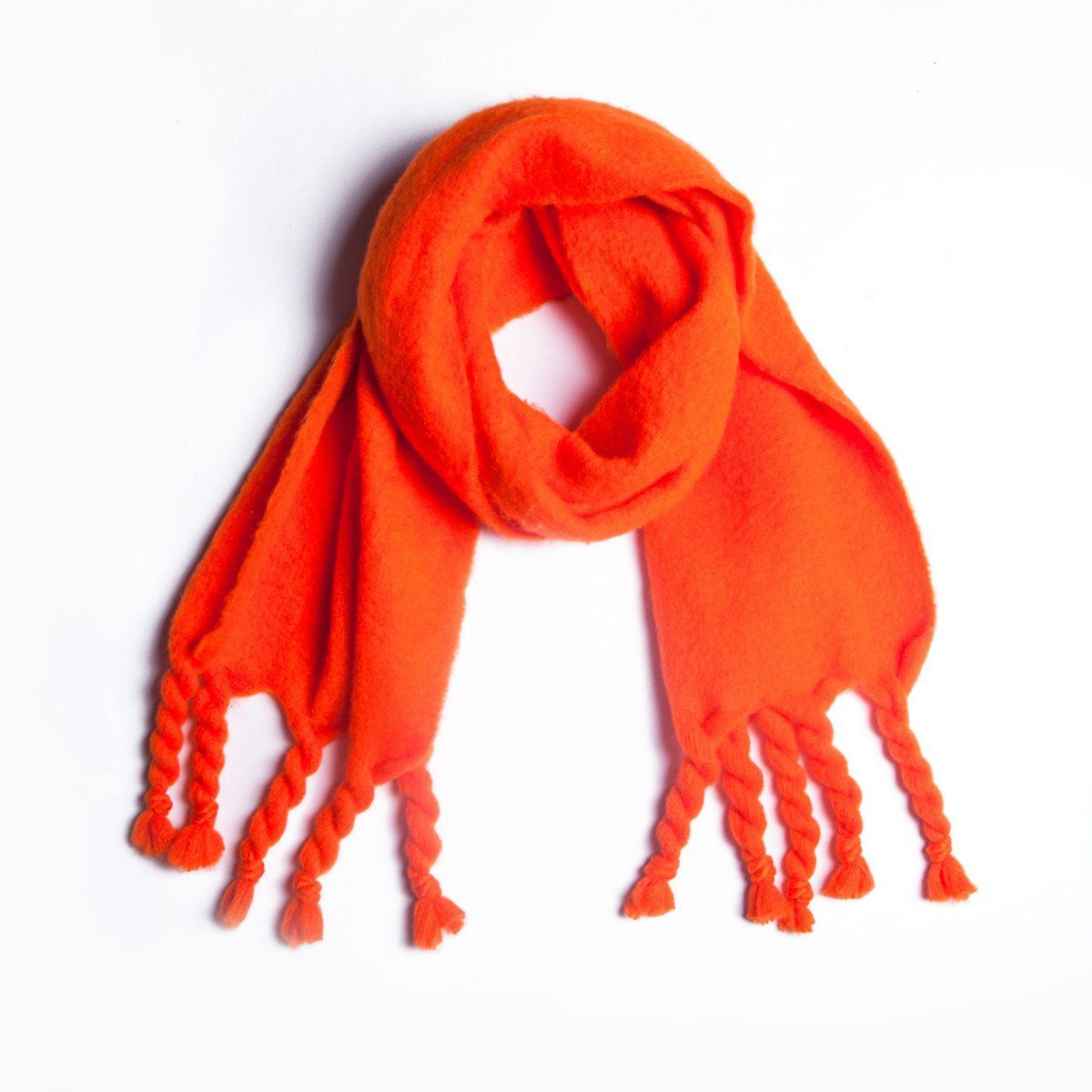 Union Reisen Modeschal Dicker, einfarbiger Schal mit Fransen für Herbst und Winter, (1-St) orange