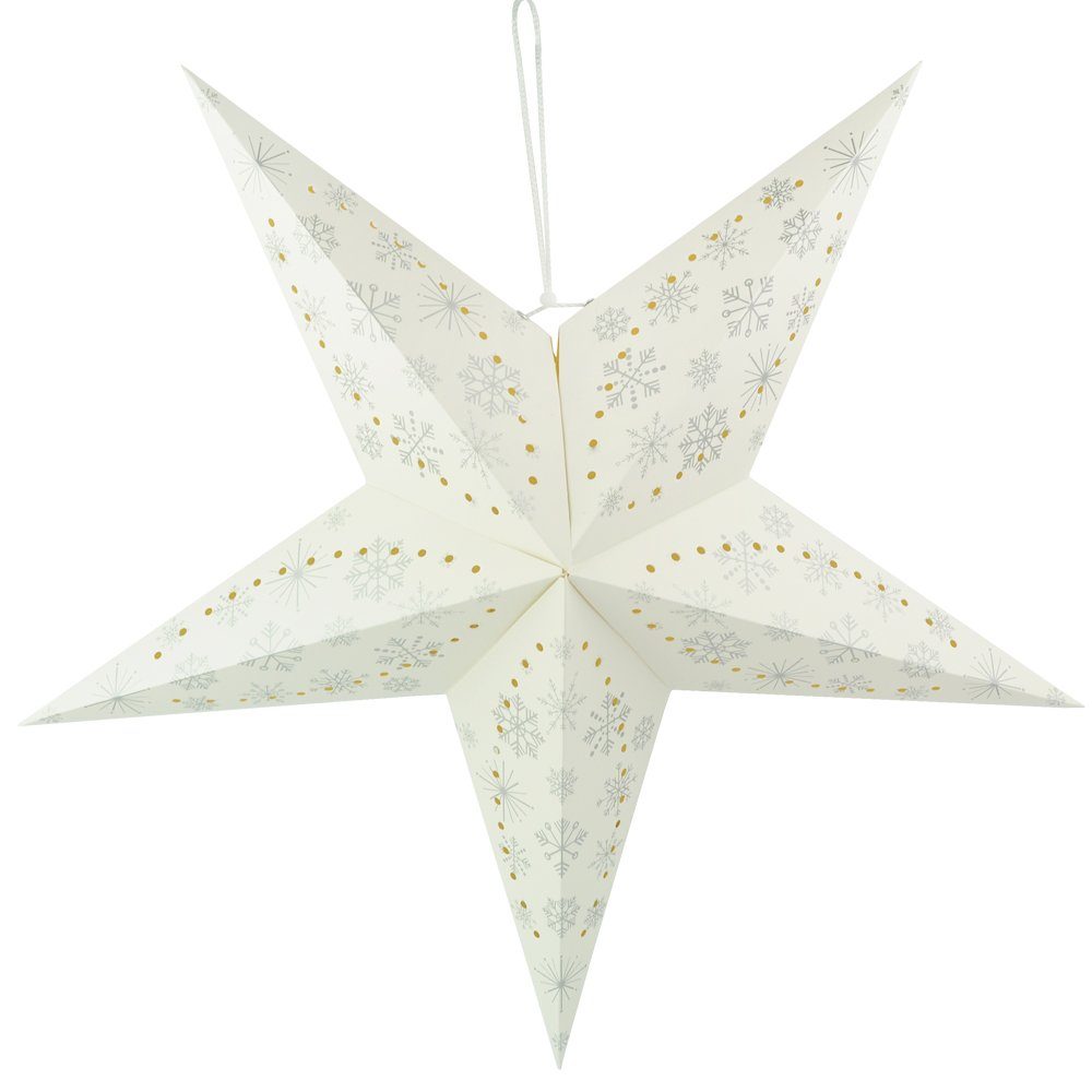 Harms Import LED Dekolicht, LED-Leuchtmittel fest verbaut, Warmweiß, LED Weihnachtsstern Dekoleuchte gold Schneeflocke D 60 cm