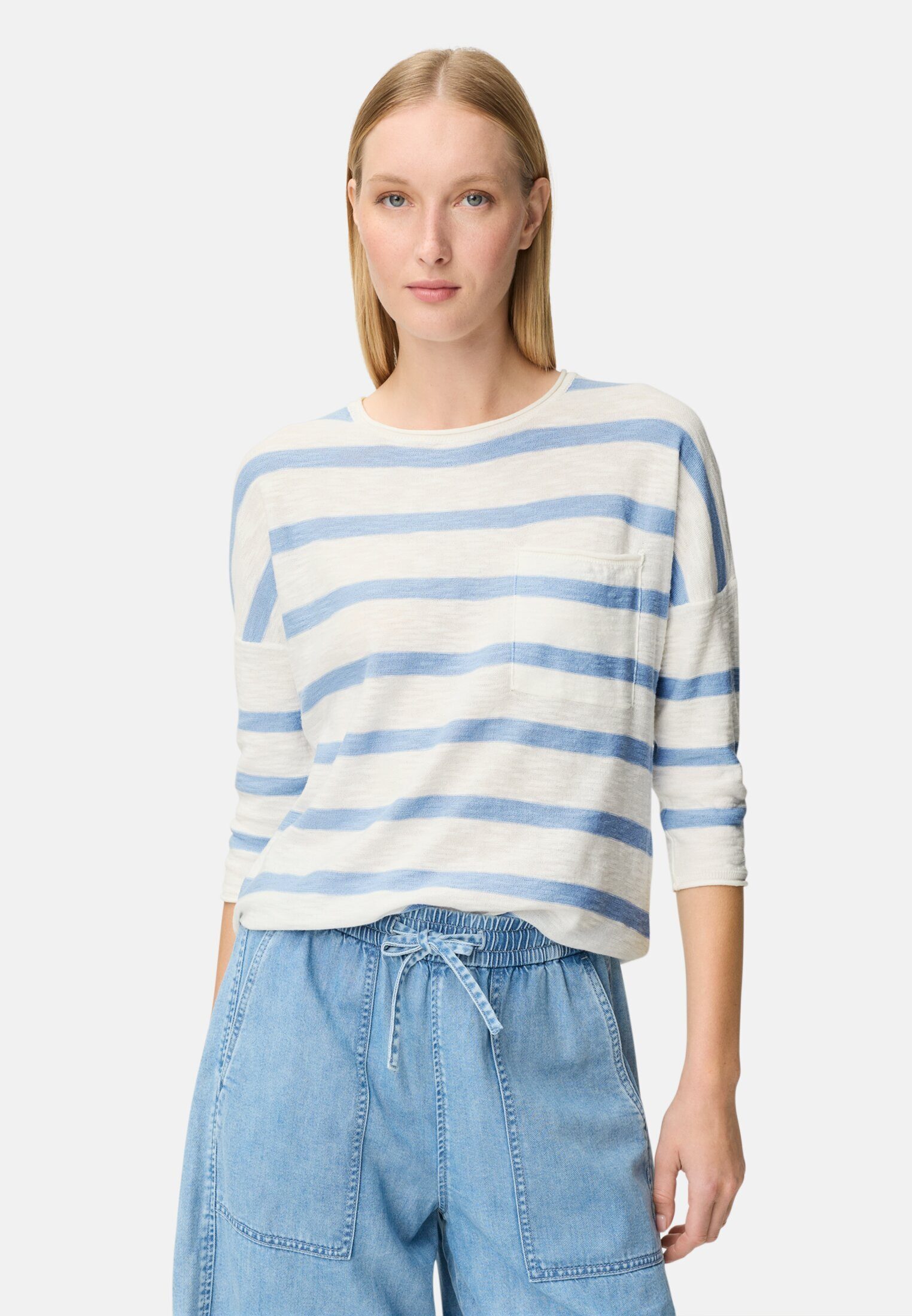 camel active Longsleeve Leichter Strickpullover mit Brusttasche (1-tlg)