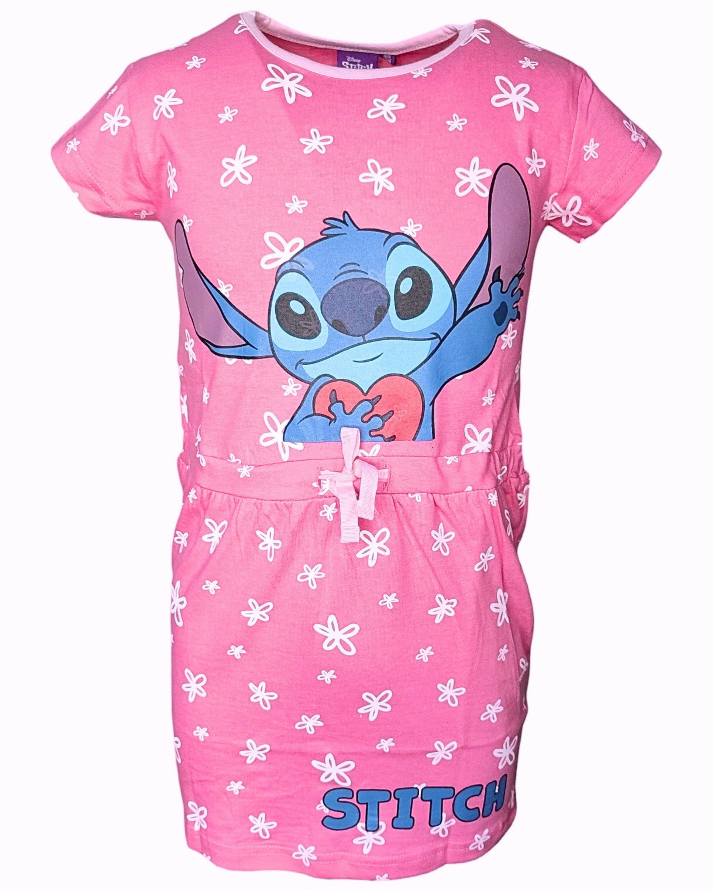 Lilo & Stitch Sommerkleid Jerseykleid für Mädchen Gr. 98-128 cm Pink