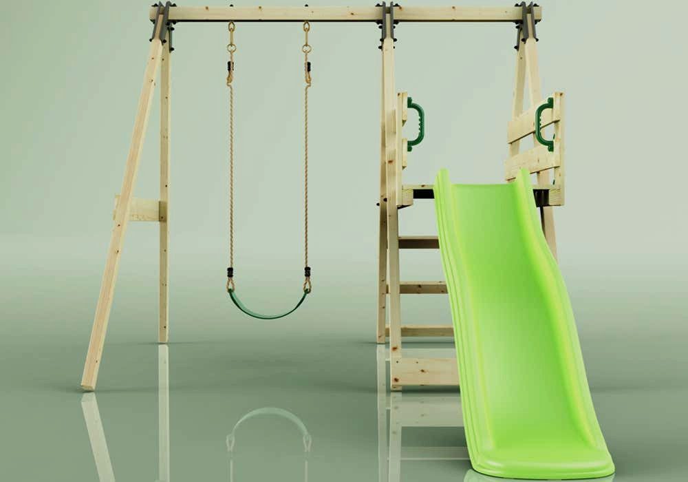 OutdoorToys Schaukelkombination Schaukel Orchidee - hellgrün, aus Holz in Hellgrün mit Kinderschaukel