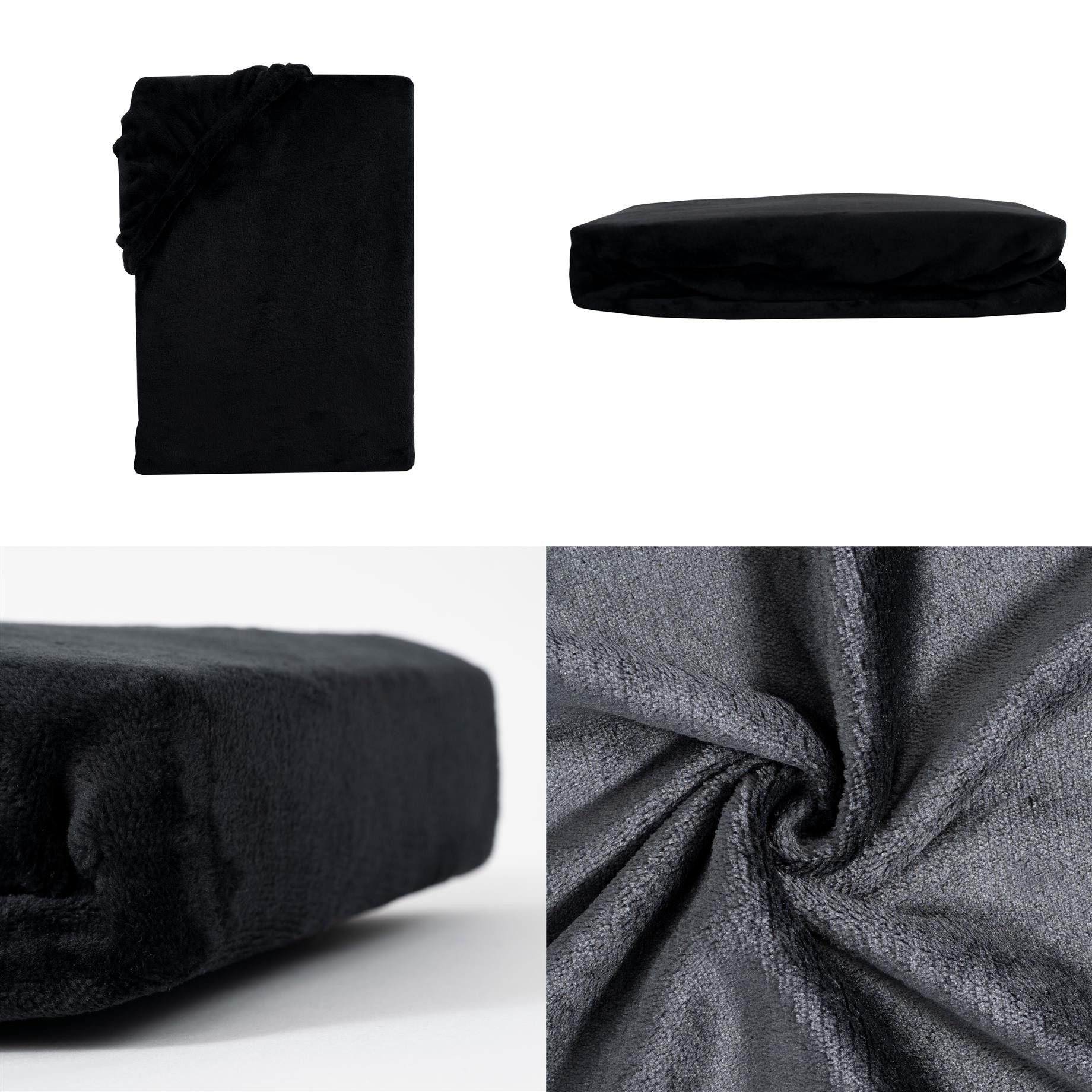 Carpe Sonno Spannbettlaken Cashmere Touch Winter Bettlaken 90x200 100x200 140x200 180x200 200x200, Fleece, Gummizug: rundum, (1 Stück), Kuscheliges Spannbettlaken 100x200 Warmes Spannbetttuch Schwarz