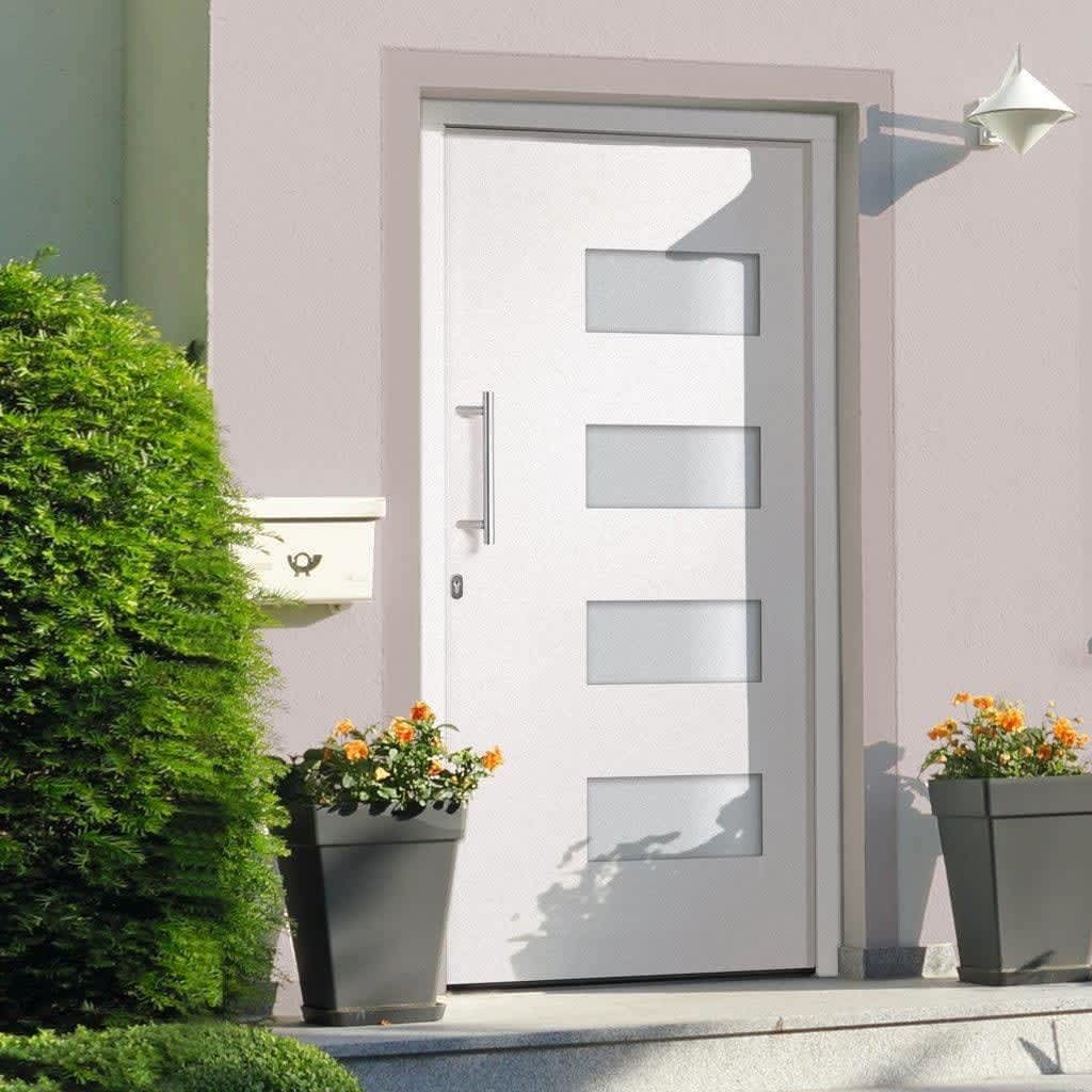 vidaXL Haustür 110 x 210 cm Haustür Aluminium und PVC Weiß 110x210 cm Hauseingangstür