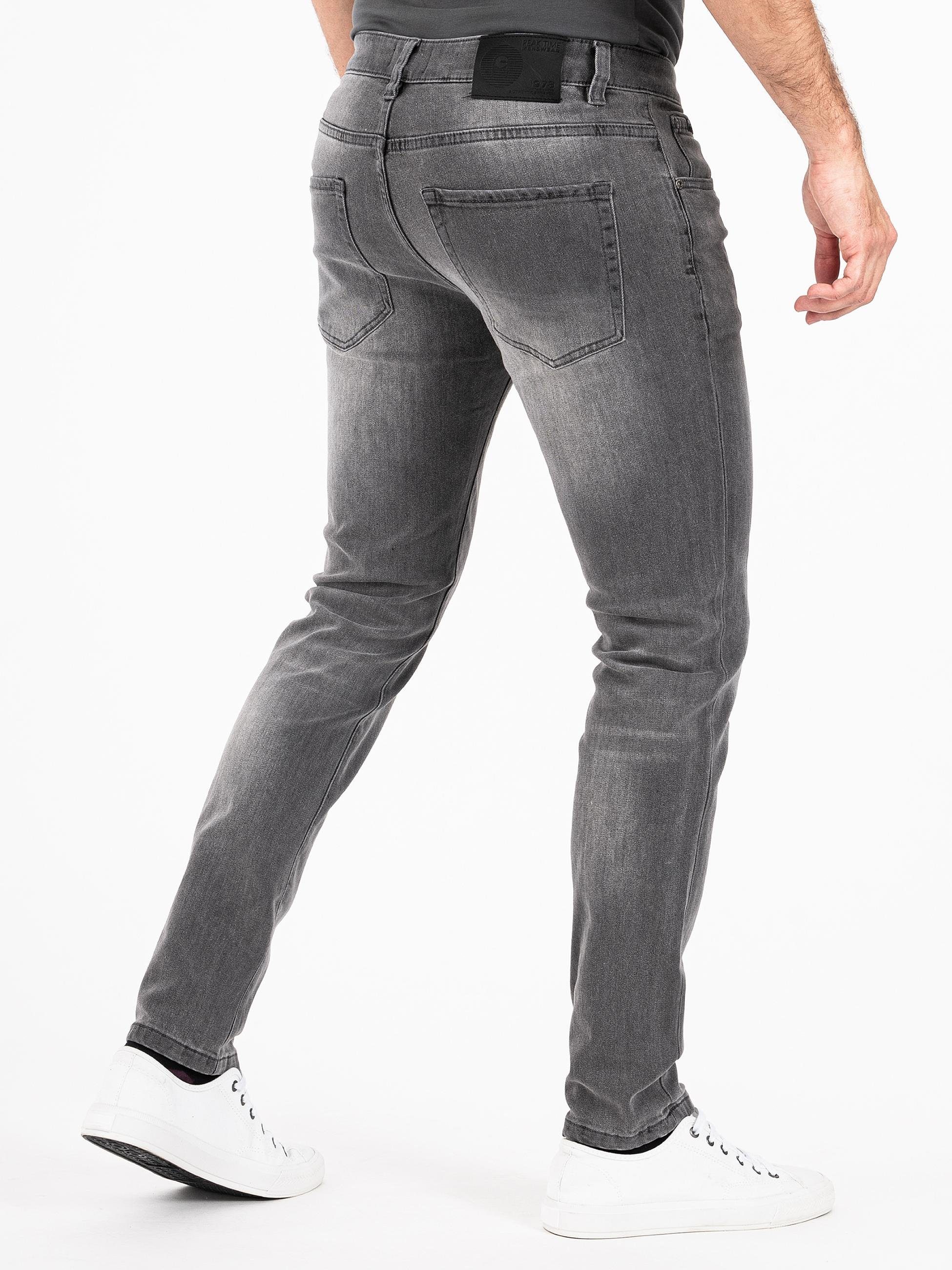 PEAK TIME Slim-fit-Jeans München Herren Destroyed-Optik mit Stretch-Bund Jeans und hellgrau
