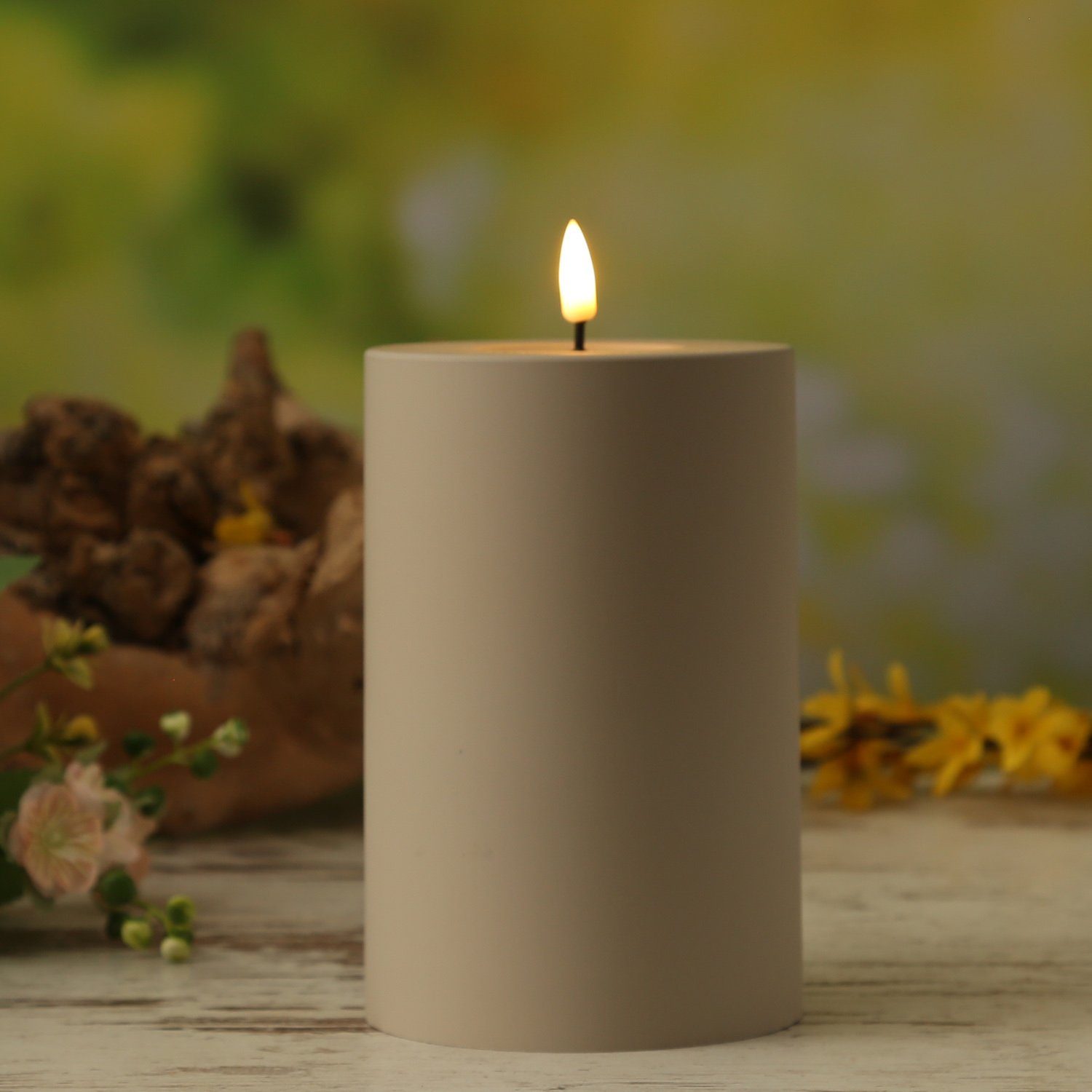 Deluxe Homeart LED-Kerze MIA Deluxe für Außen flackernd H: 15cm D: 10cm san günstig online kaufen