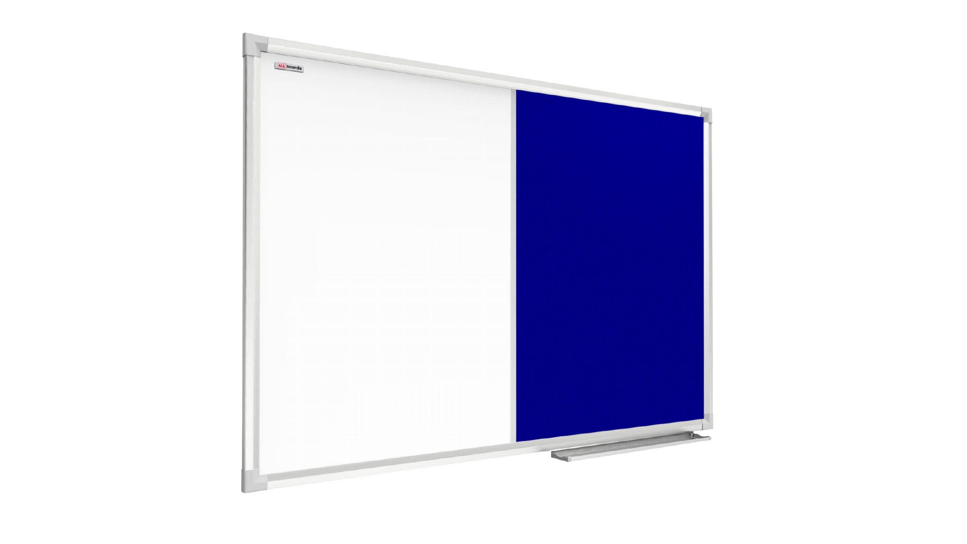 ALLboards Tafel Kombitafel Whiteboard und Blau Filz-Pinnwand mit Alurahmen 60x40cm