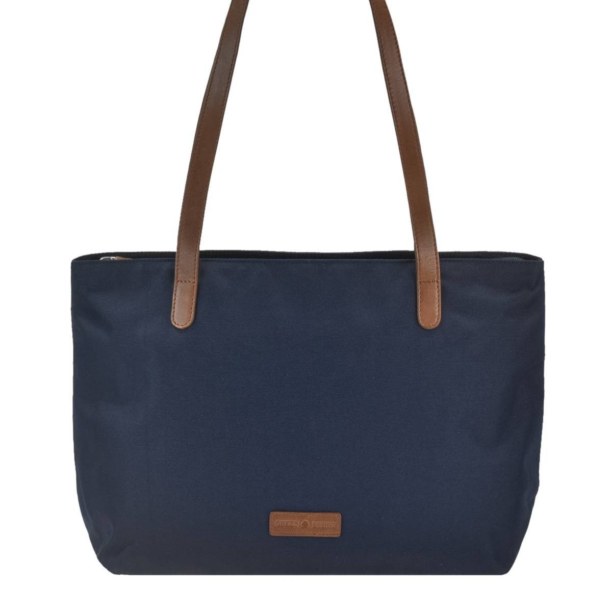 Greenburry Shopper "Diana" Nylon Schultertasche 40x25cm, leicht, kompakt, praktisch, lange Gurte, blau