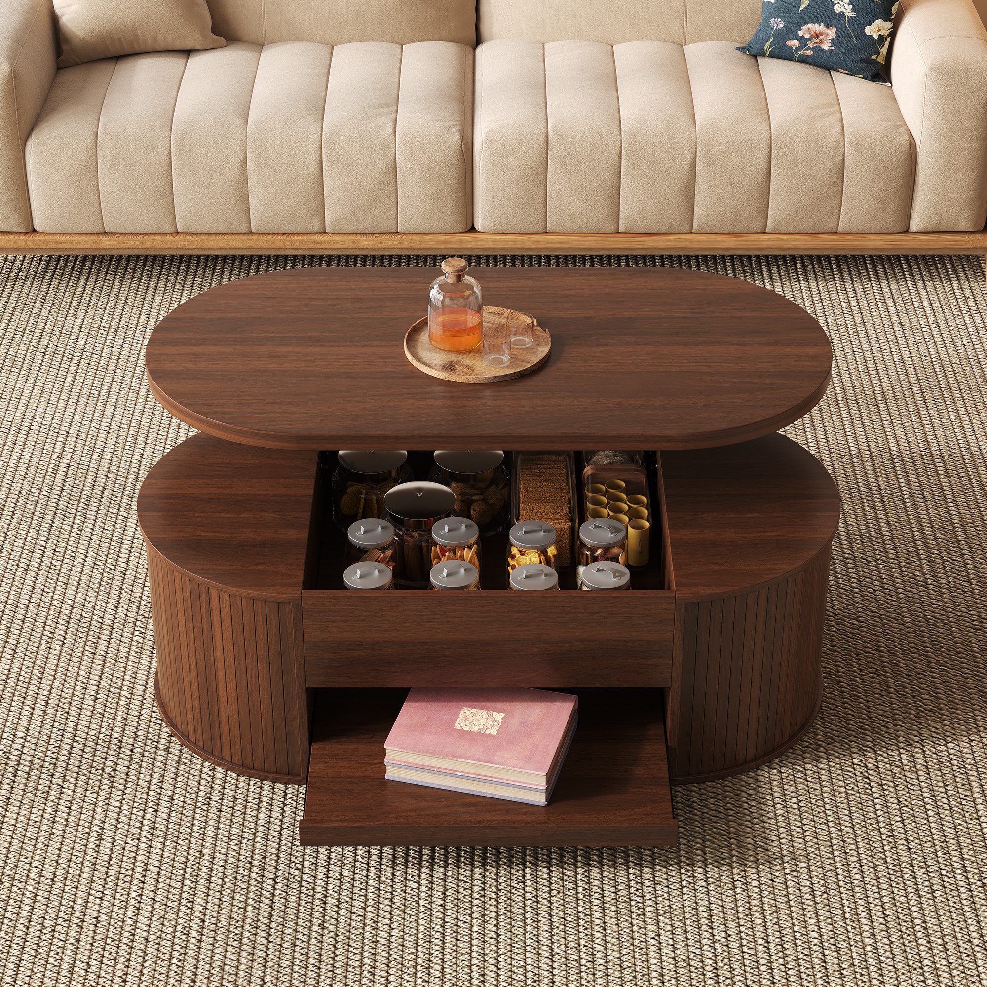 OKWISH Couchtisch mit anhebbarer Tischplatte (Beistelltisch, Sofatisch, 1-S günstig online kaufen