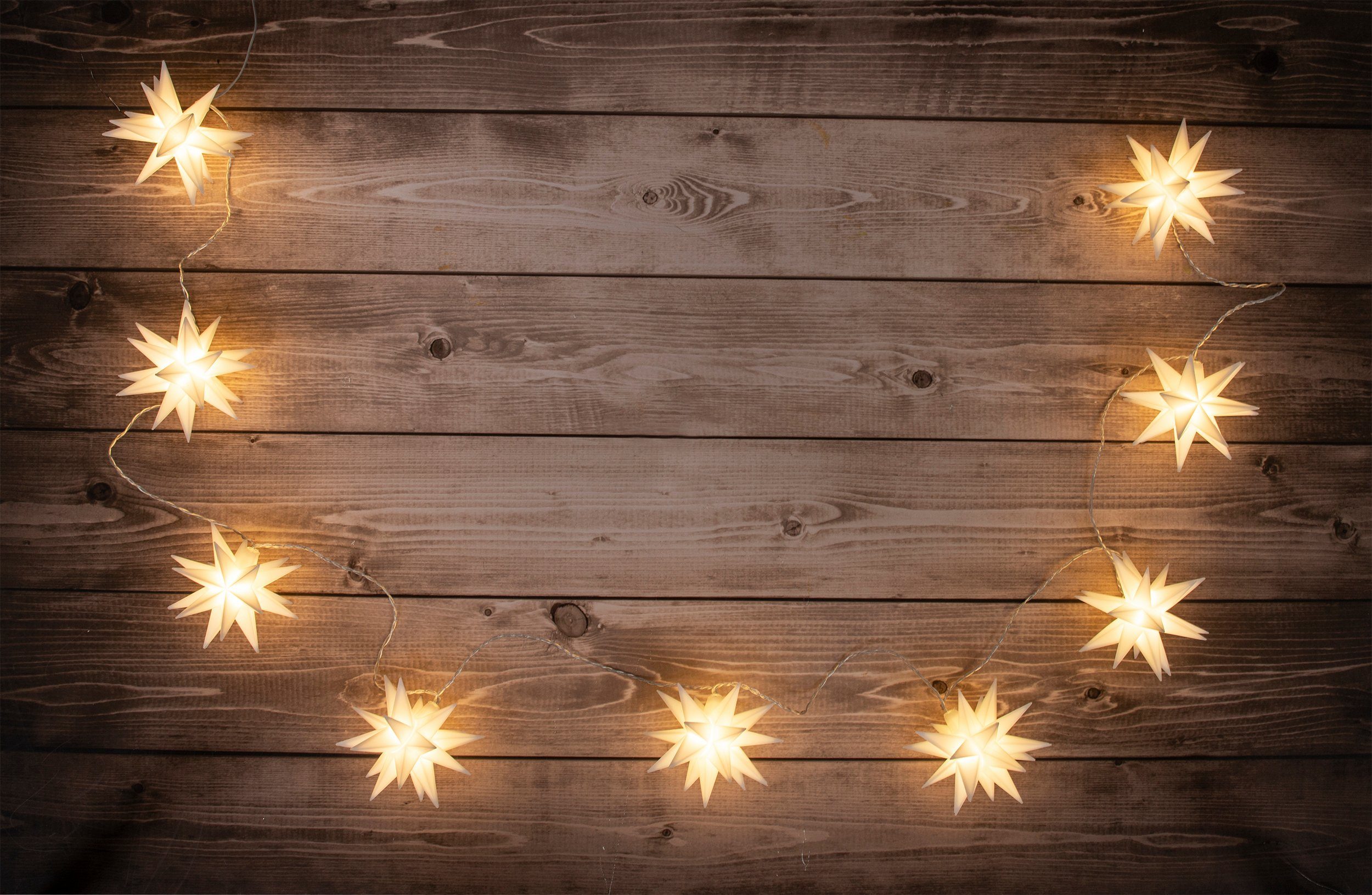 weiß LED-Weihnachtslichterkette aussen, 3D-Sterne,Weihnachtsdeko 3D-Stern näve LED-Lichterkette