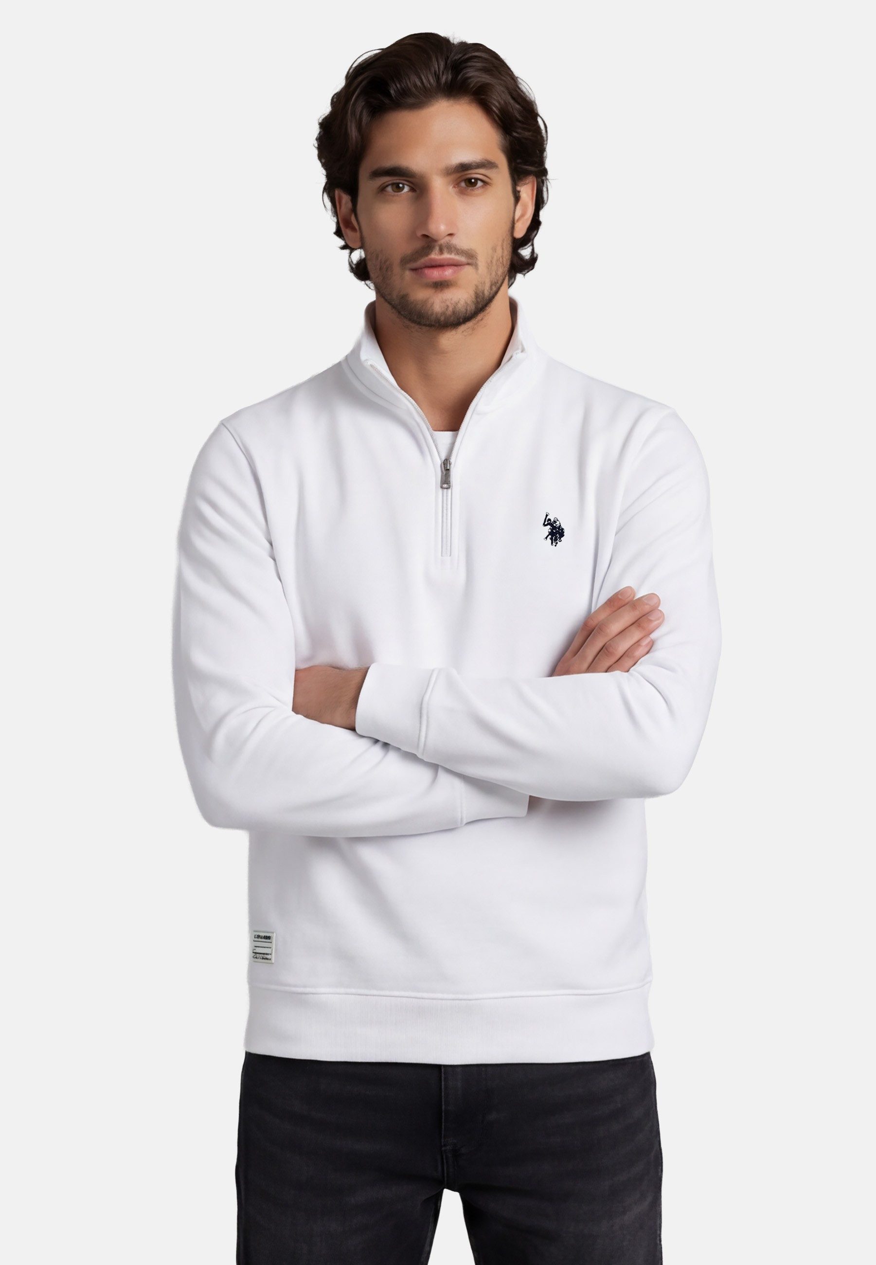 U.S. Polo Assn. Sweatshirt USChaase Herren Half-Zip – Pullover mit Stehkragen Baumwoll Sweatshirt mit Reißverschluss und Bündchen