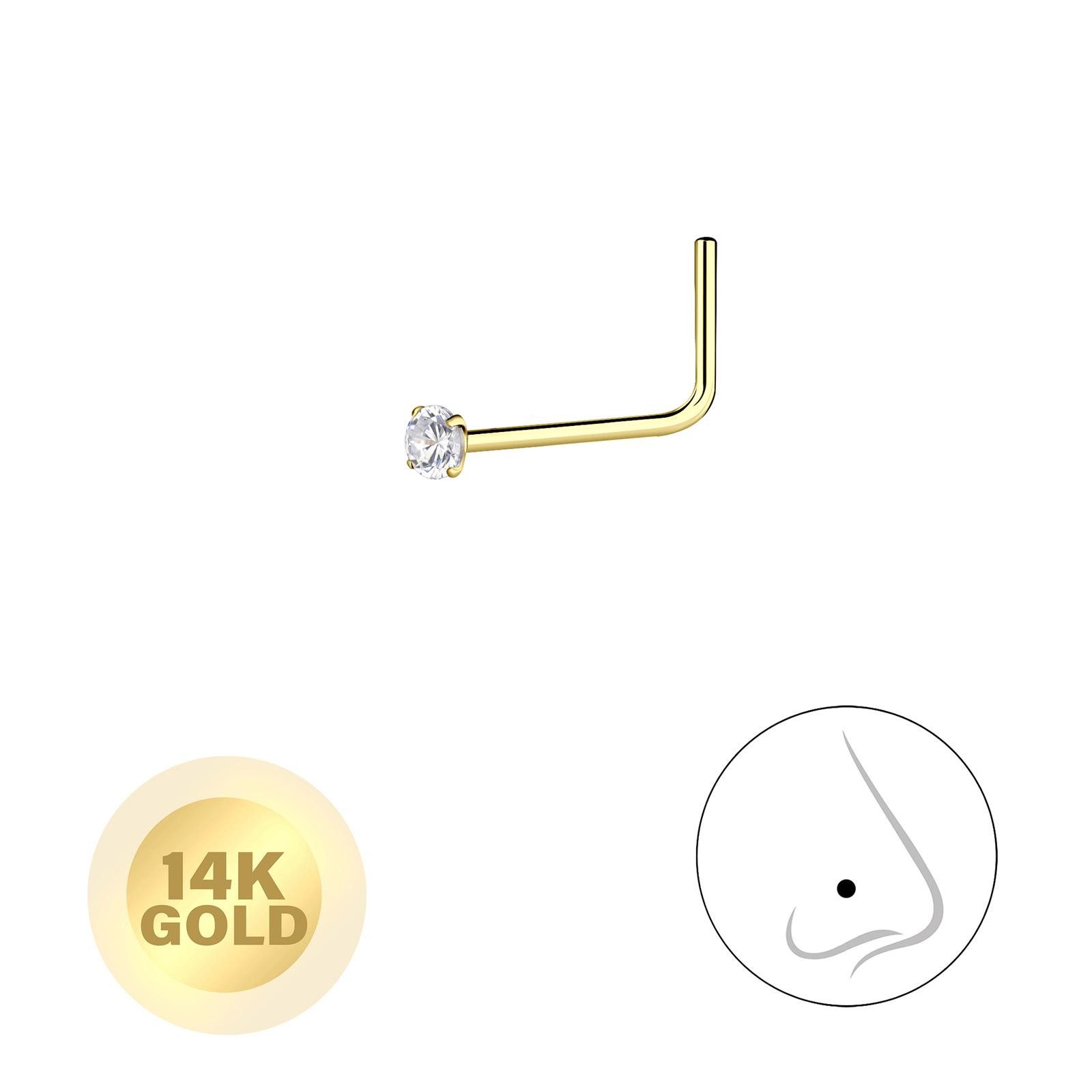 Nasenpiercing 1,5mm Zirkonia Nasenstecker 14K Gold
