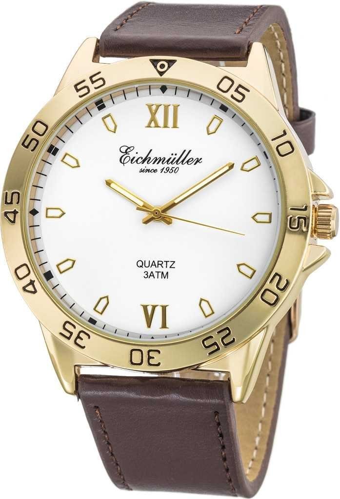 Eichmüller Quarzuhr Herrenuhr RE1042 goldfarben-weiss-braun 44 mm