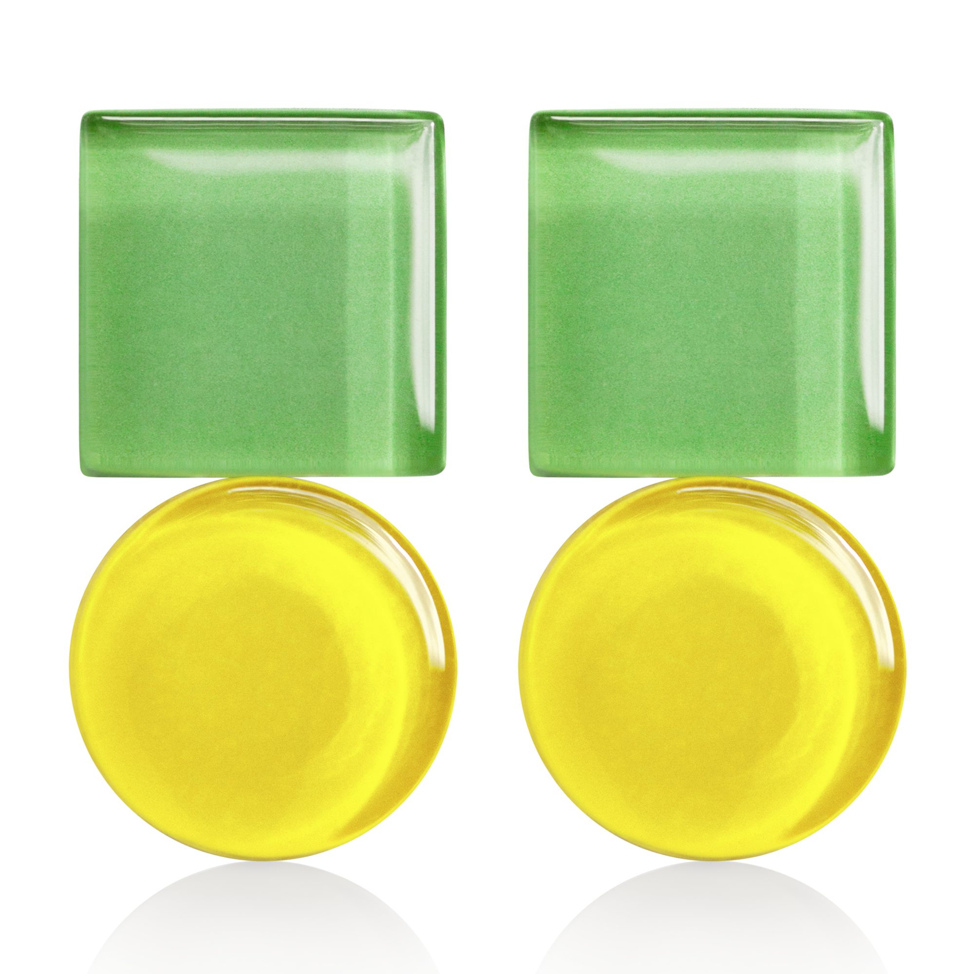 ALEXASCHA Paar Ohrstecker Geometrische Ohrringe aus Glas – farbenfroh & handgemacht