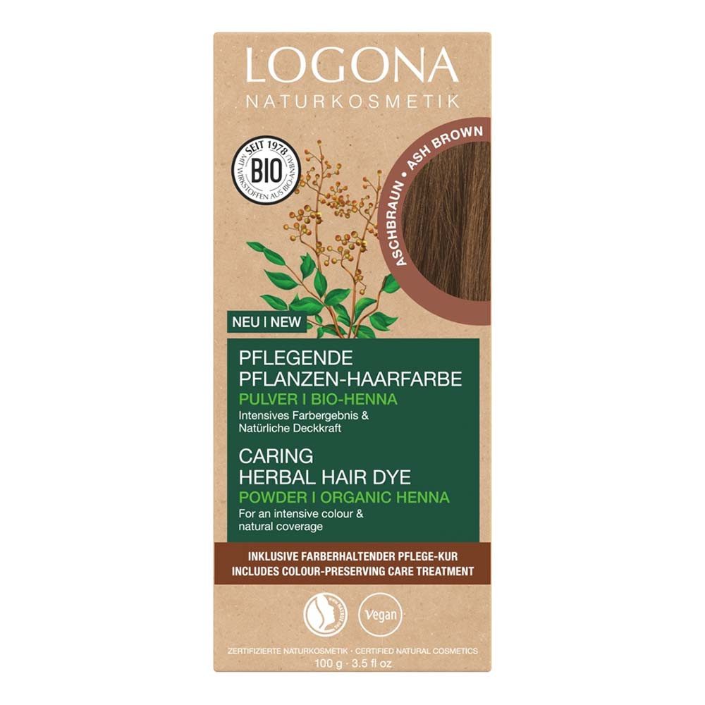 LOGONA Haarfarbe Pflegende Pflanzen-Haarfarbe Pulver - Aschbraun 100g