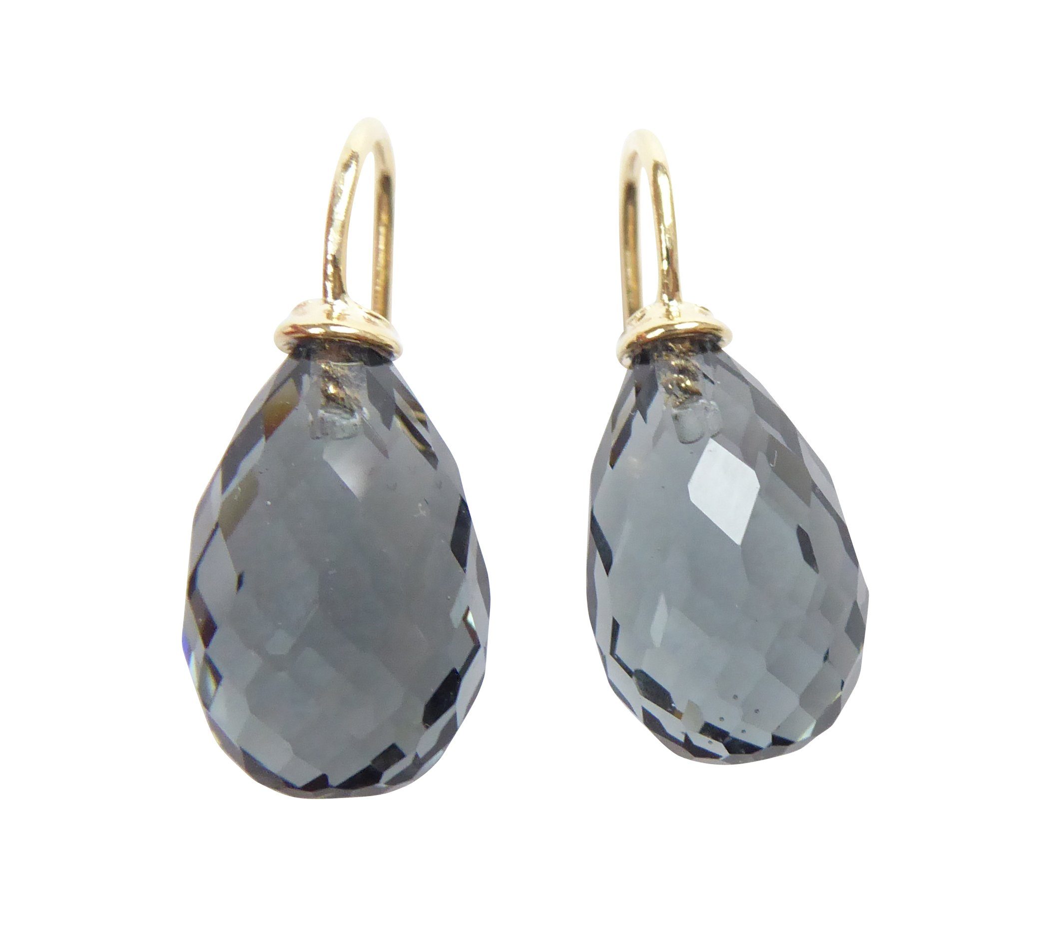 Paar Ohrhänger Mila graublau gold-platt. festlich und elegant