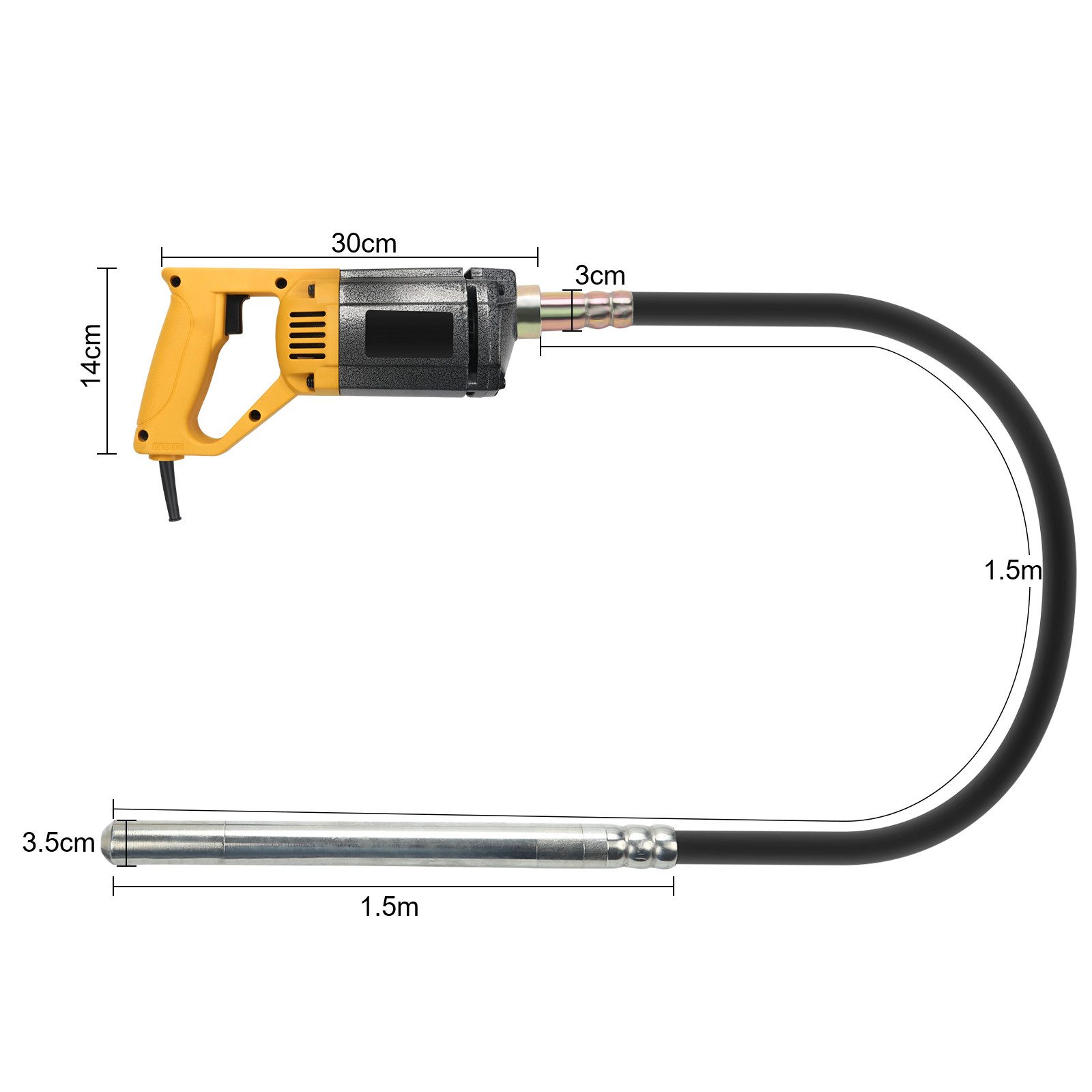 Clanmacy Rührwerk Betonrüttler Elektro 1.5m 220V Ø 35 mm Elektro 1000W Rütt günstig online kaufen