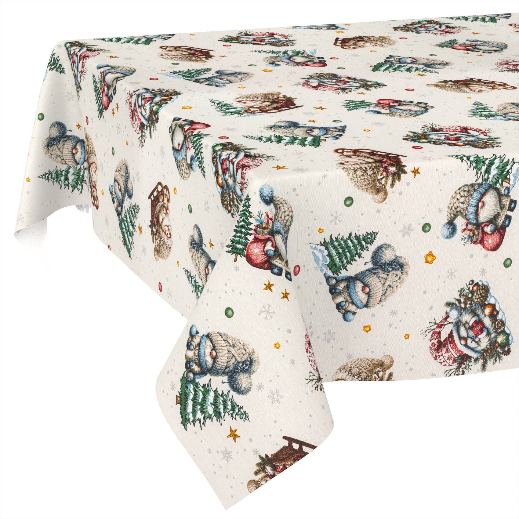 ANRO Tischdecke Weihnachten abwaschbare Weihnachtstischdecke (Einzelstück 1-tlg), wasserabweisend Beschichtet Weihnachten Grün 100x140cm