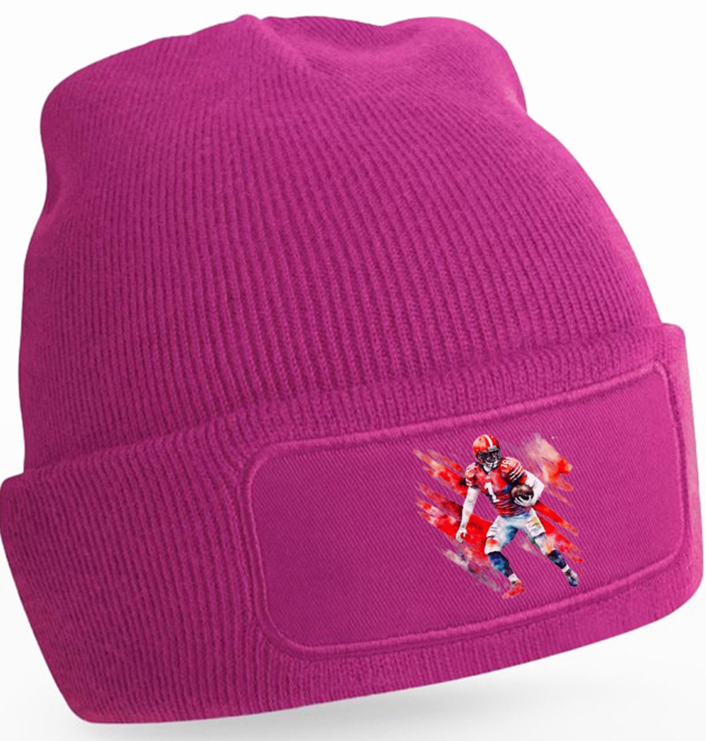 Strickmütze für kalte Tage - Beanie mit American Football Print