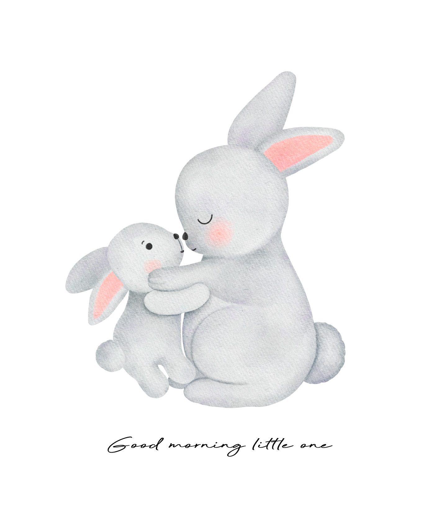 Lüttenhütt Bild mit Rahmen oder Poster, Großer Hase und Hasenkind, Fantasy, Hase, Hasen, Liebessprüche, Schriftzug, Tiere (1 St), HD Premium Druck