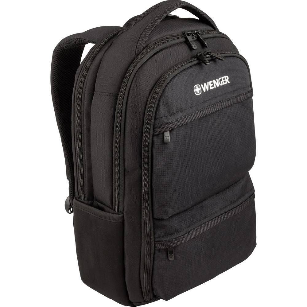 Wenger Laptoprucksack Fuse, schwarz, für Laptops bis 15,6 Zoll,  Neopren-Fach zum Schutz eines 10 Zoll / 25 cm Tablet / eReader