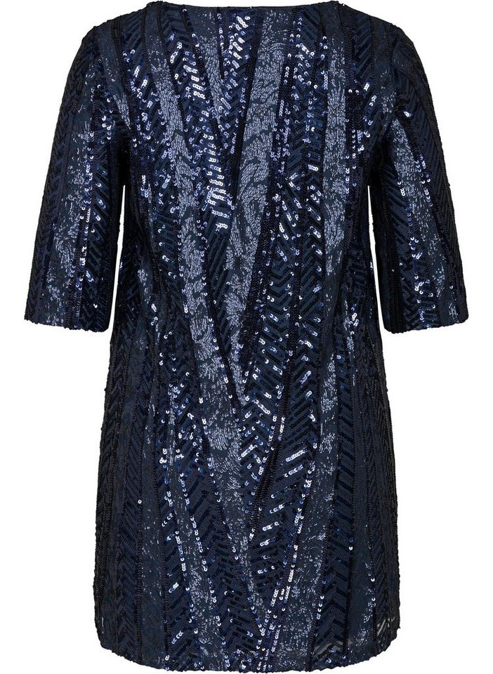 Zizzi Paillettenkleid Damen Große Größen Abendkleid 3/4 Arm Pailletten Kleid Gr 42-56 in