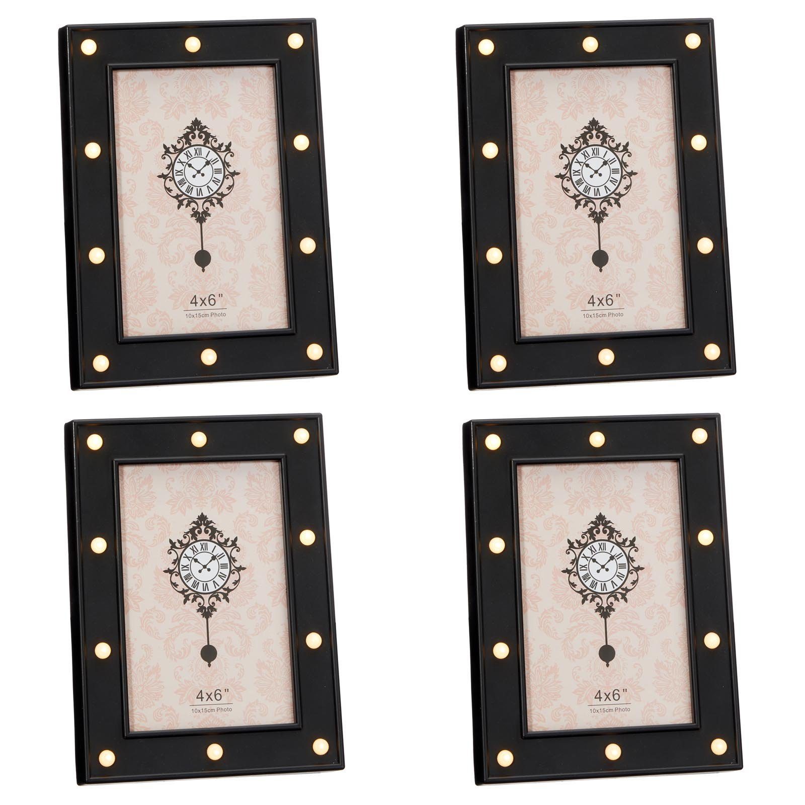 HAC24 LED Dekoobjekt Fotorahmen 10x15 Fotorahmen Beleuchtet Bilder Rahmen Leuchtrahmen, mit 10 LEDs zum Aufstellen Schwarz