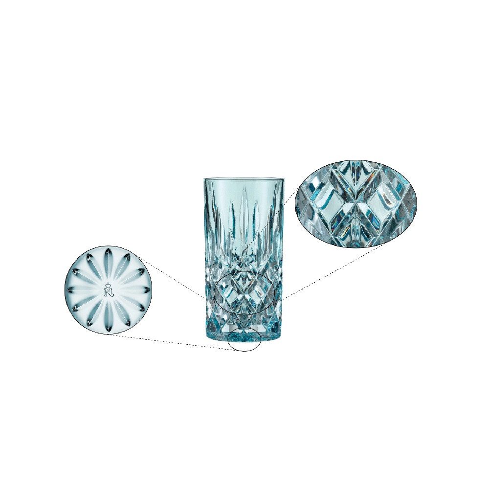 Nachtmann Cocktailglas Nachtmann Noblesse Longdrinkglas Aqua 2er Set, Kristallglas